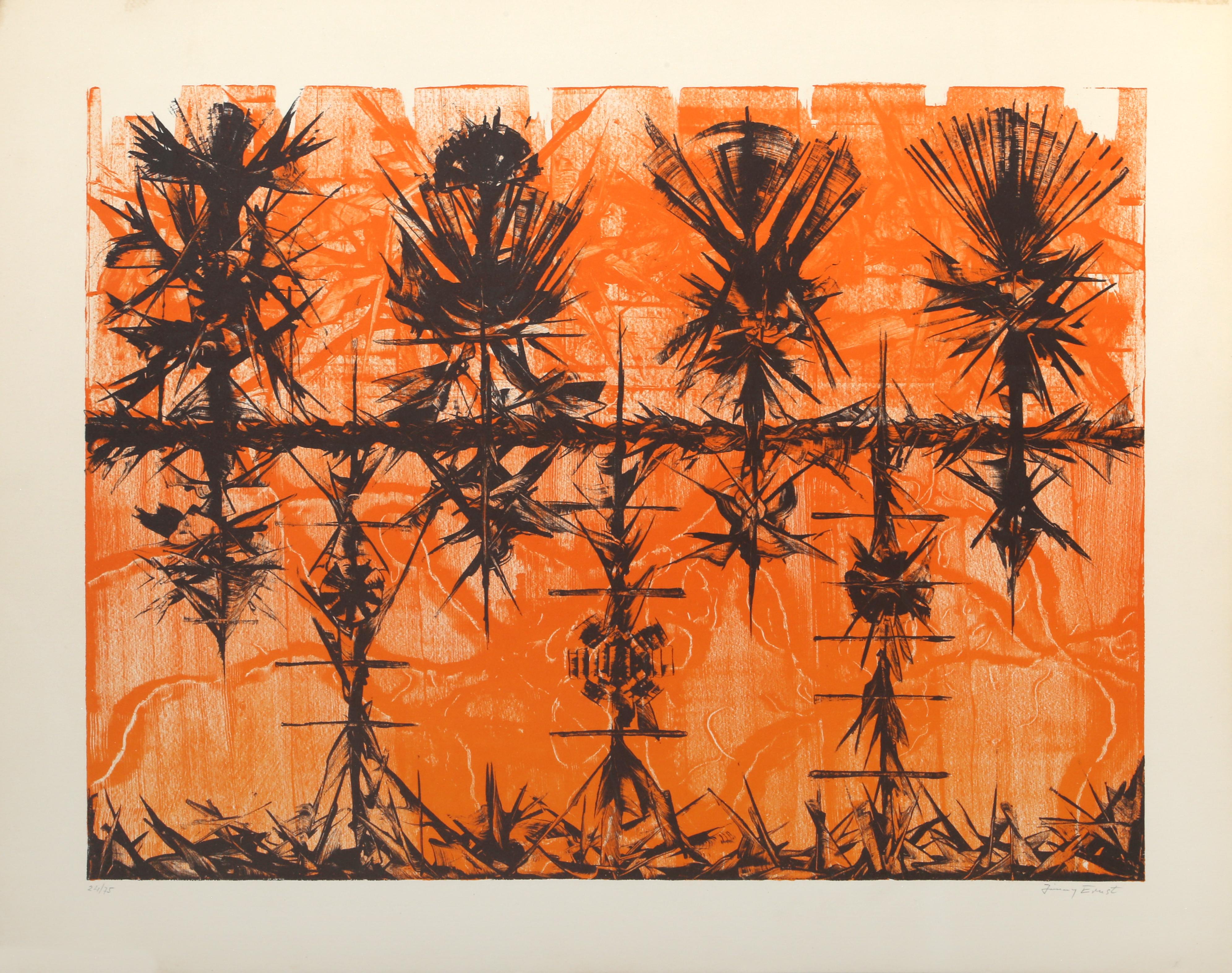 Jimmy Ernst Landscape Print - Orange Landscape, Lithograph