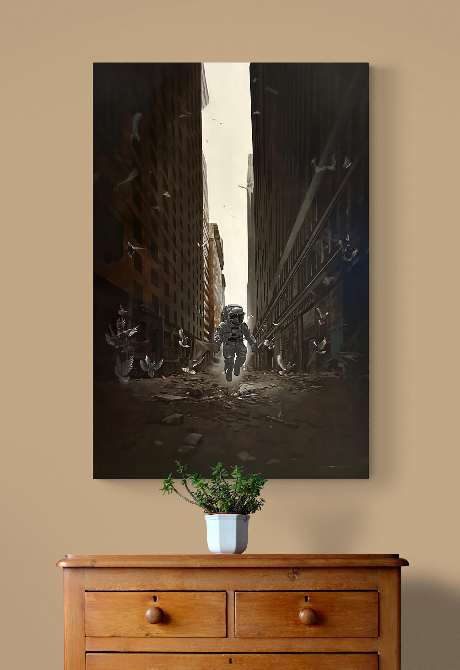 L'artista ha iniziato con il tema dell'astronauta durante la Covid 19.  Queste opere sono state influenzate dall'isolamento e dalle domande relative alla nostra identità e al nostro posto nel mondo e nell'universo di allora.  Il tema dell'astronauta
