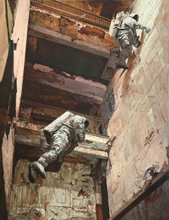 Large Realistic Astronaut Oil Painting on Canvas "Discovery"