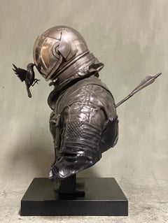 Life Size Abstract Realistic Astronaut Bronze Sculpture Bust "Trust"