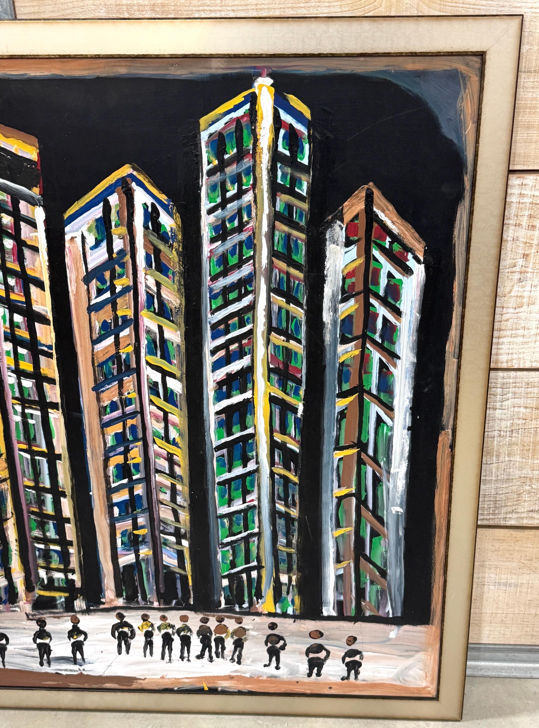 Canvas Jimmy Lee Sudduth, (1910–2007) “Untitled (Evening Cityscape, New Orleans)” For Sale