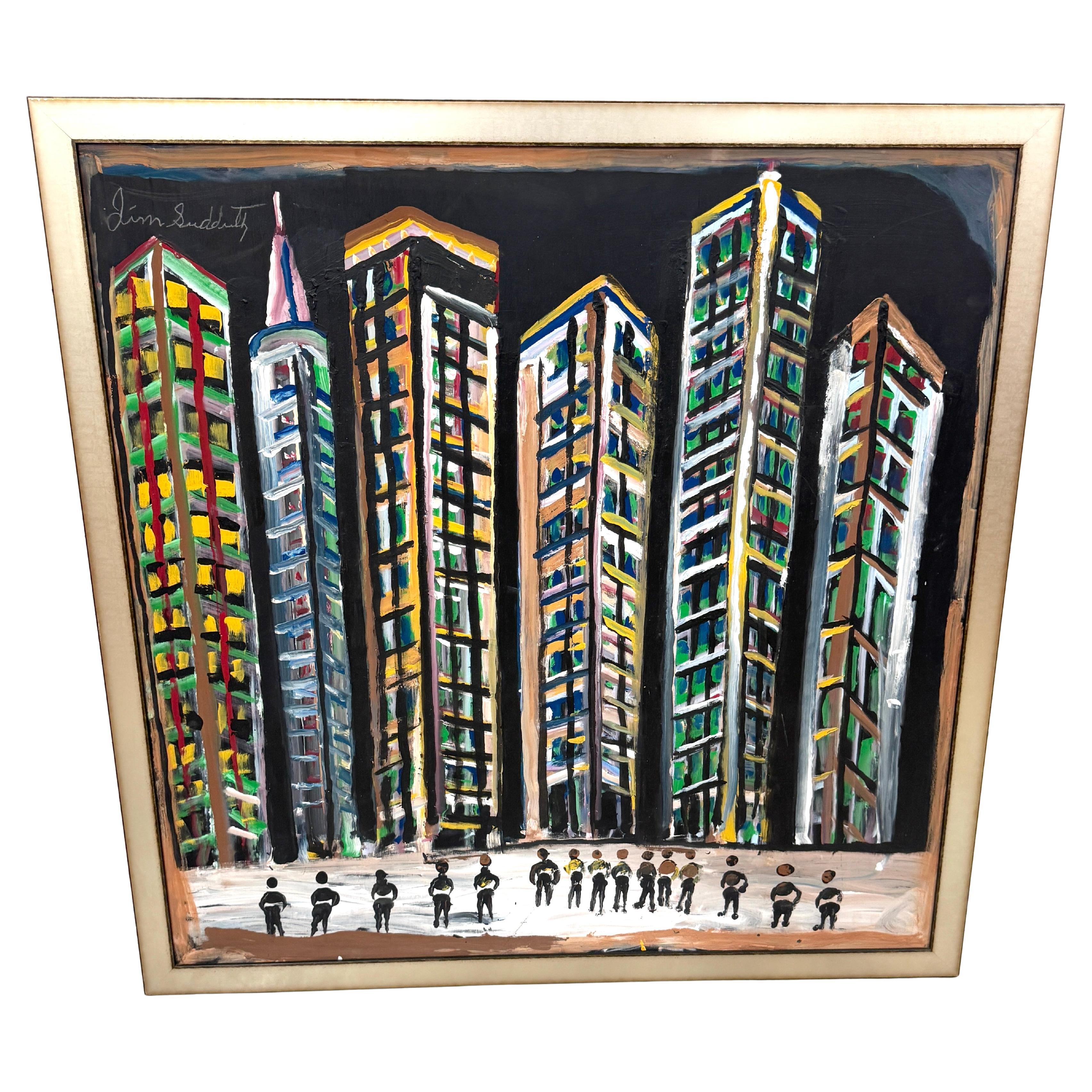 Jimmy Lee Sudduth, (1910–2007) “Untitled (Evening Cityscape, New Orleans)” For Sale