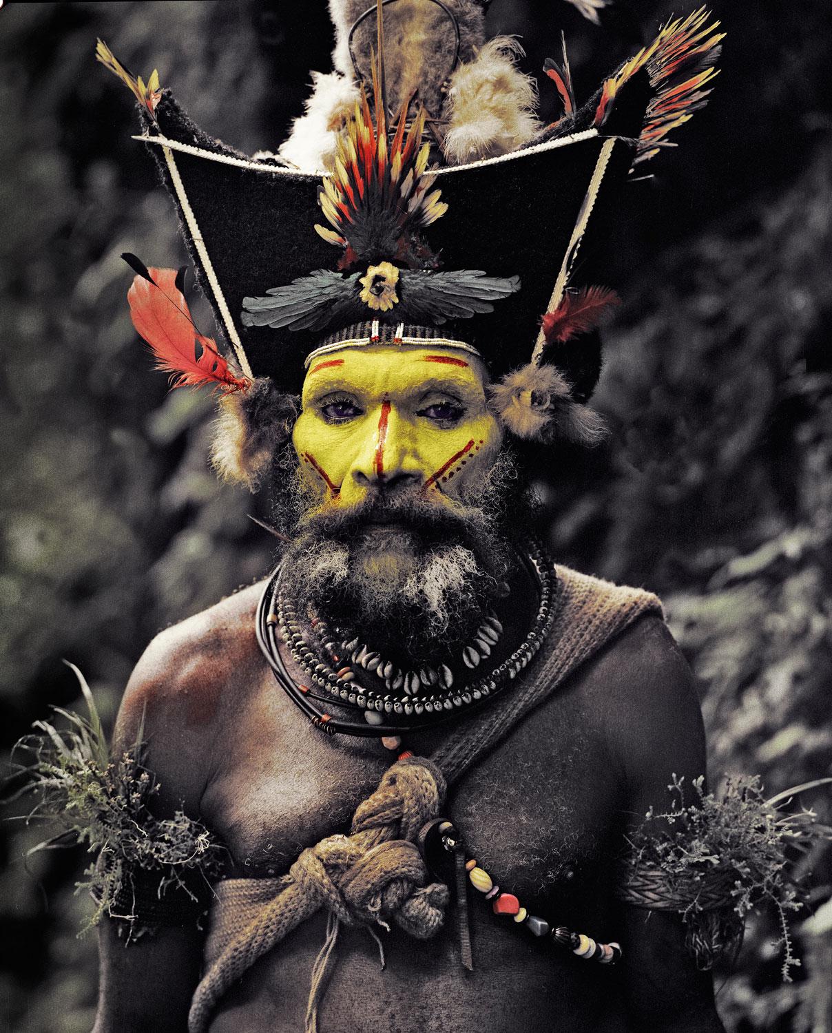 "XV 65 - Kati Hirawako - Huli Wig men - Ambua Falls, Tari Valley - Papua New Guinea, 2010

Papua is where we started our two-month trip in Oceania. As a region it’s a lot easier to travel through than New Guinea, because it’s part of Indonesia and