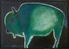 Original acrylic painting by Jimmy Wright  UNTITLED - GREEN BISON