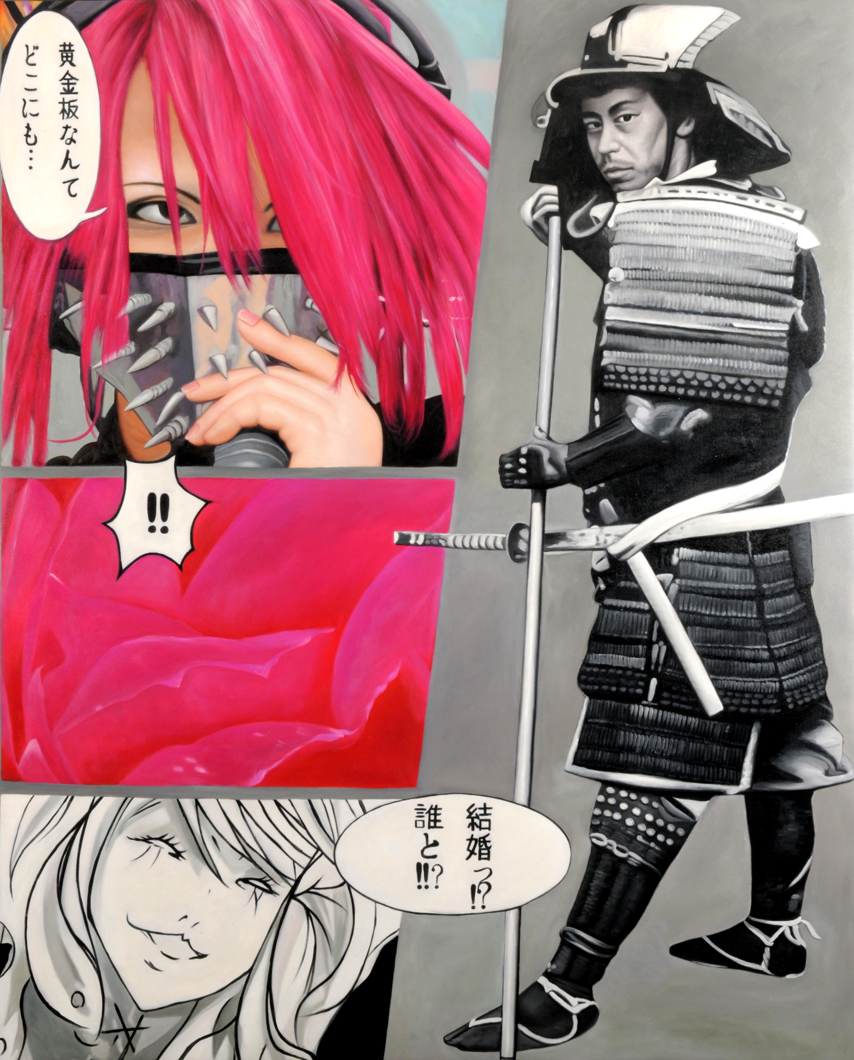 JIMMY YOSHIMURA Portrait Painting - Duel : Clash of Eras, Tradition and Manga Unleashed