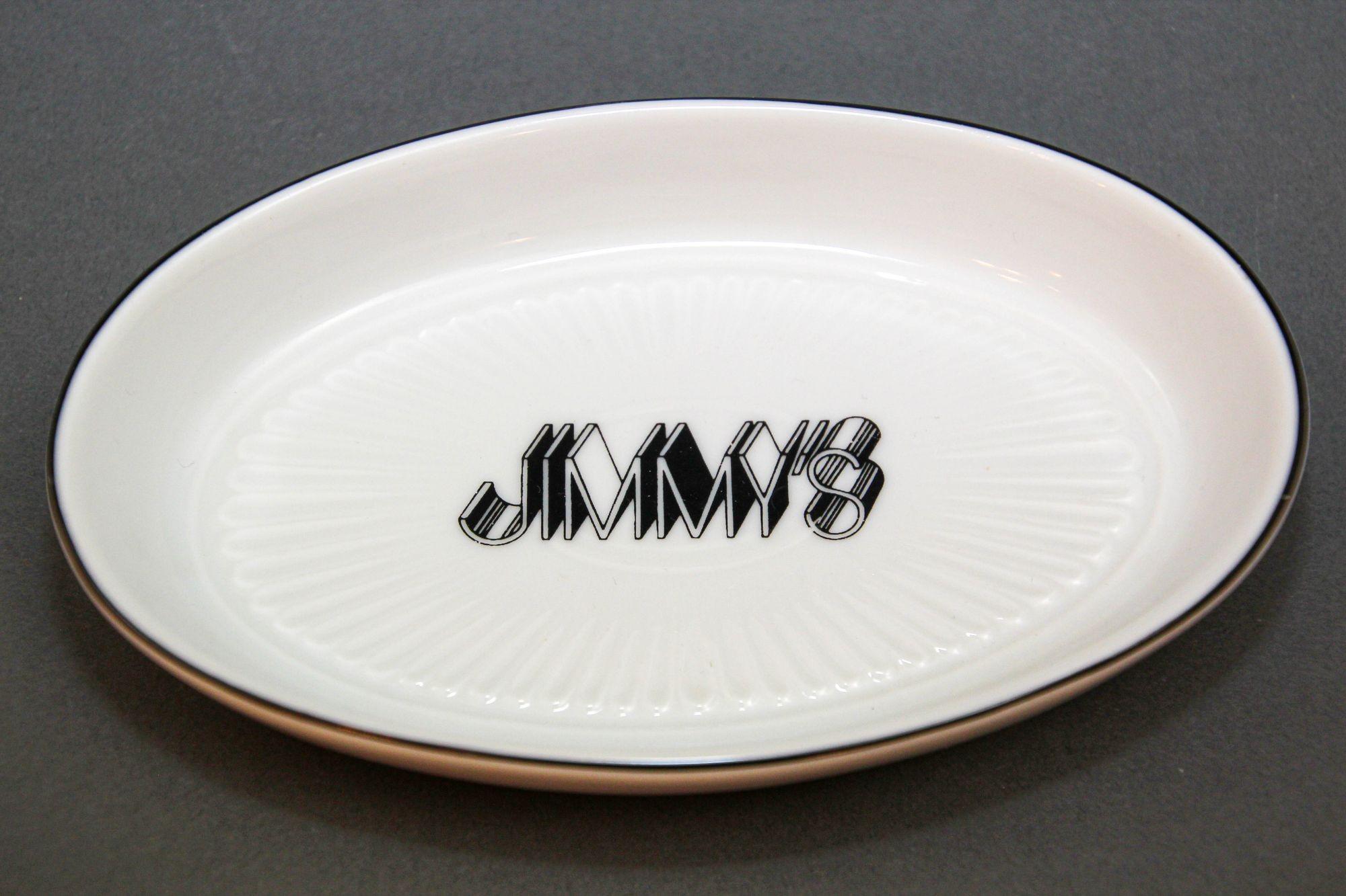 Jimmy's Restaurant Beverly Hills Plato Cenicero de Porcelana Coleccionable Años 80 en venta 1