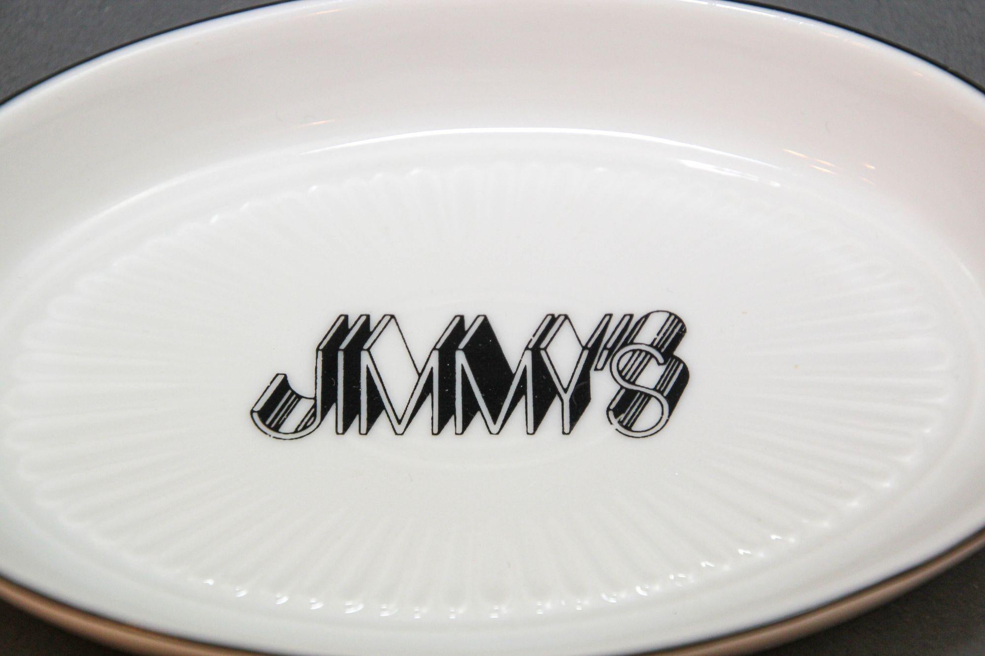 Jimmy's Restaurant Beverly Hills Plato Cenicero de Porcelana Coleccionable Años 80 en venta 2