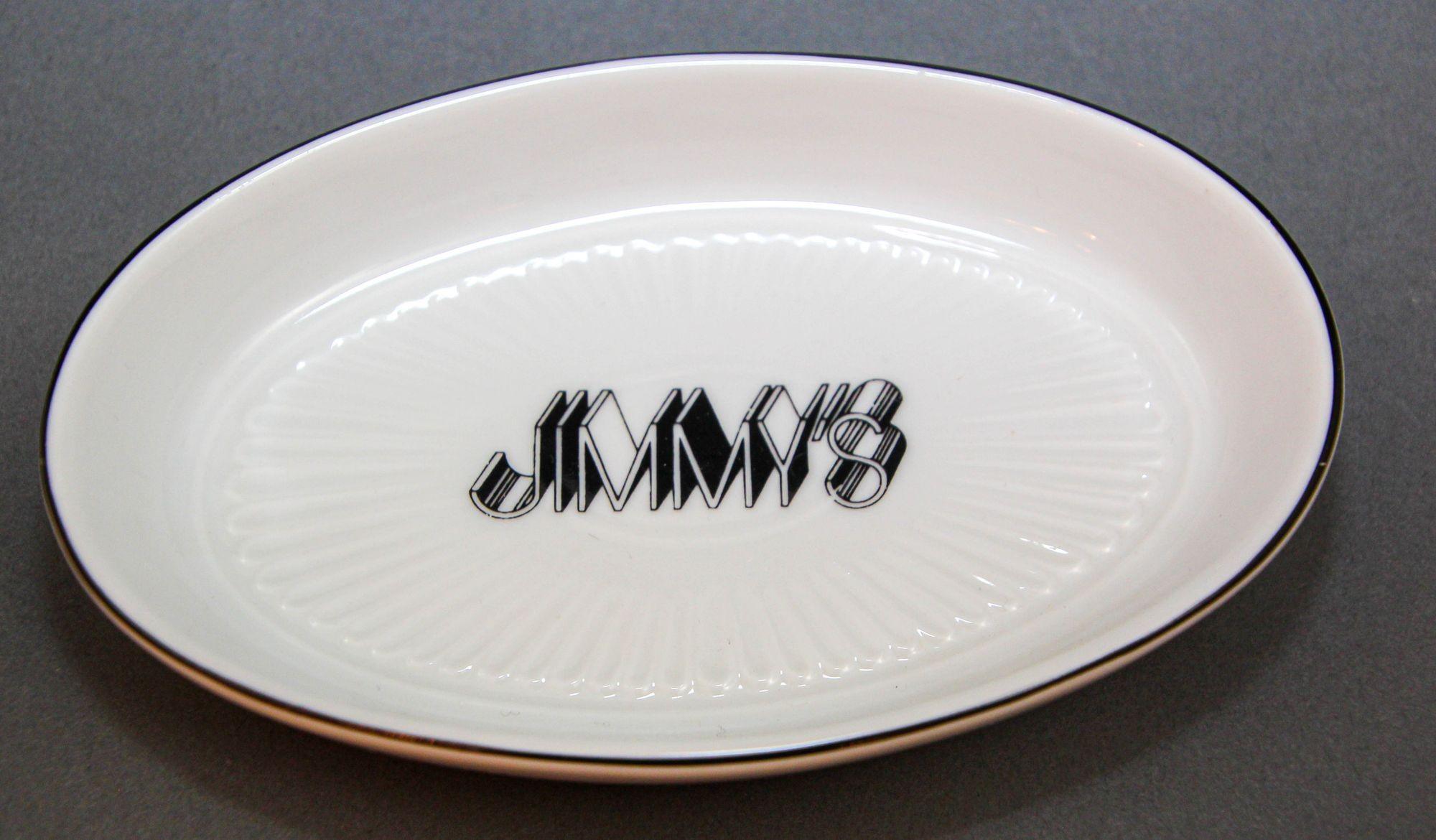 Jimmy's Restaurant Beverly Hills Plato Cenicero de Porcelana Coleccionable Años 80 en venta 3