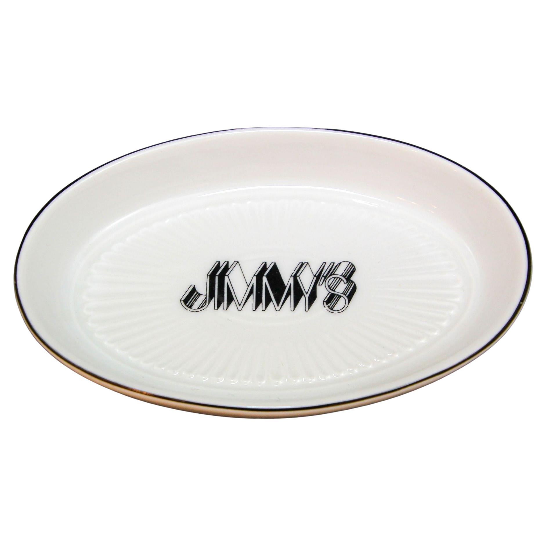 Jimmy's Restaurant Beverly Hills Porzellan-Aschenbecherschale/Schale/Kachel/Sammlerstück 80er Jahre