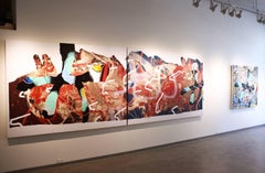 Kidd Phoenix (diptych), abstract acrylic painting on canvas