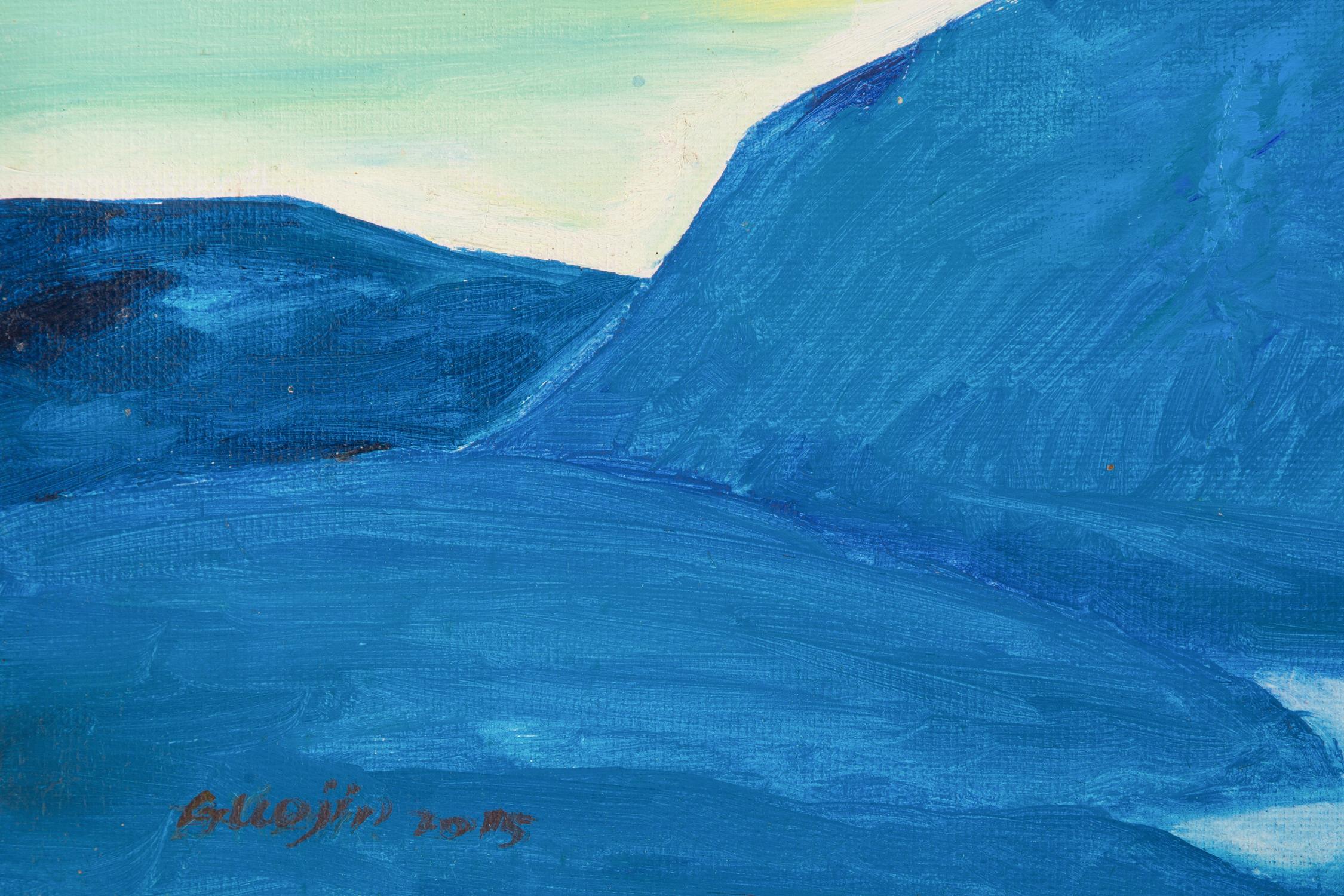 Distanza Montagna - Landscape Painting Blu di Jin Guo
