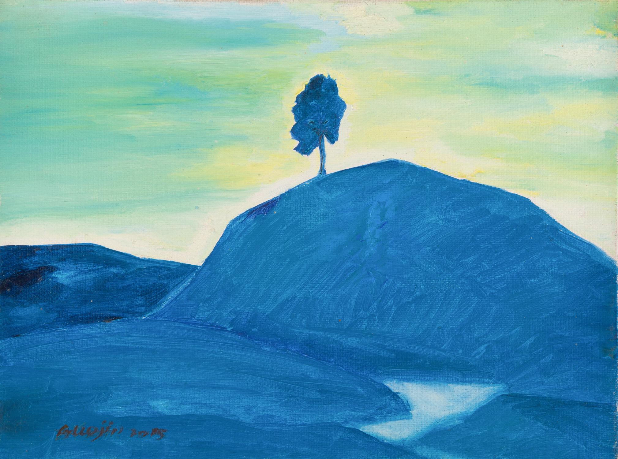 Landscape Painting di Jin Guo - Distanza Montagna