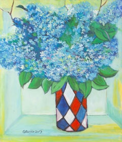 Jin Guo Floral Original Oil On Canvas "Hydrangeas"