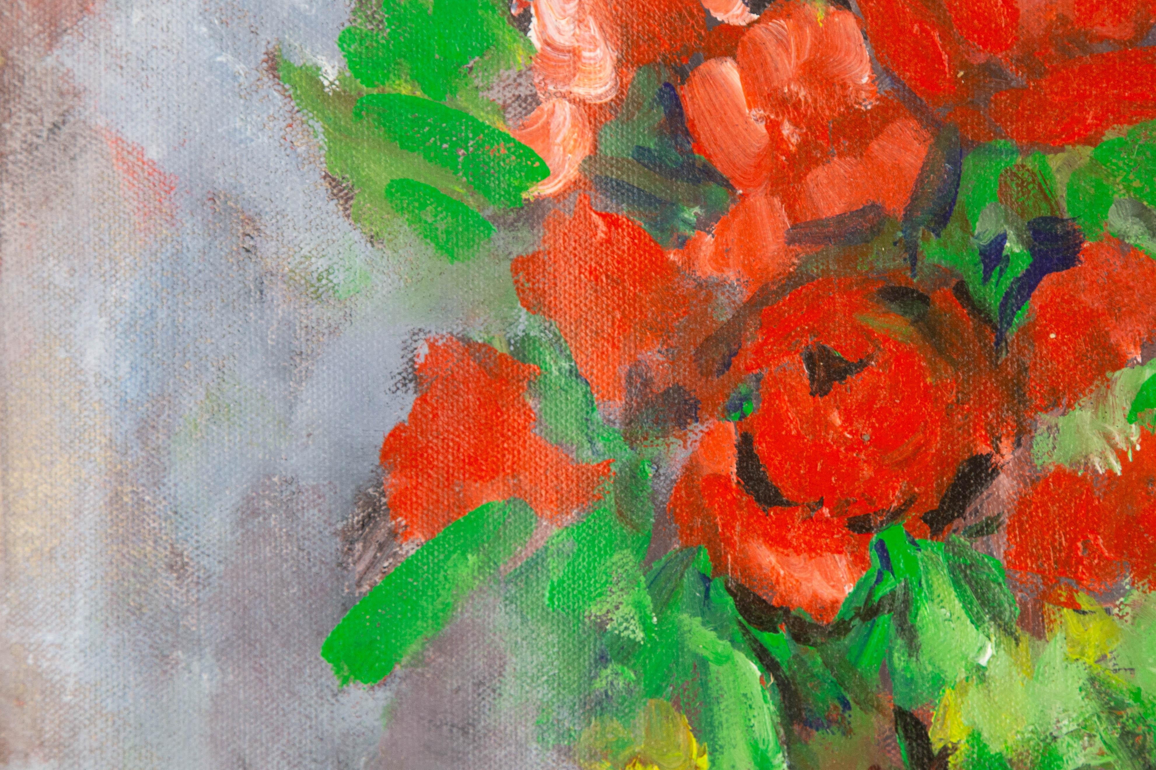 Jin Guo Floral Original Oil On Canvas 