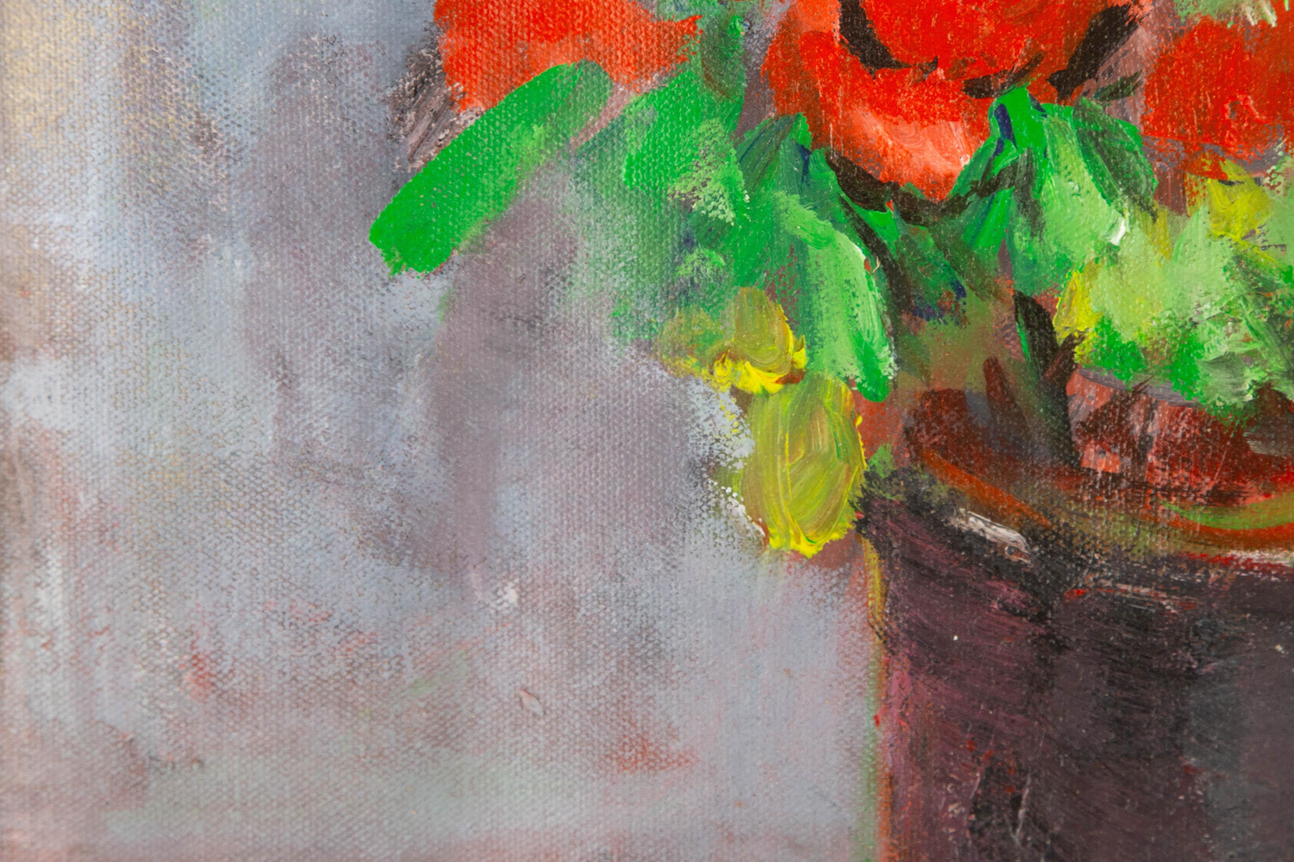 Jin Guo Floral Original Oil On Canvas 