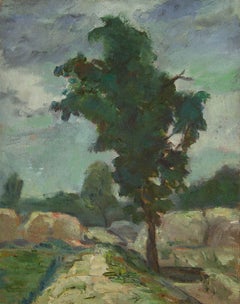 Jin Guo Landscape Original Oil On Canvas "Roadside Trees"