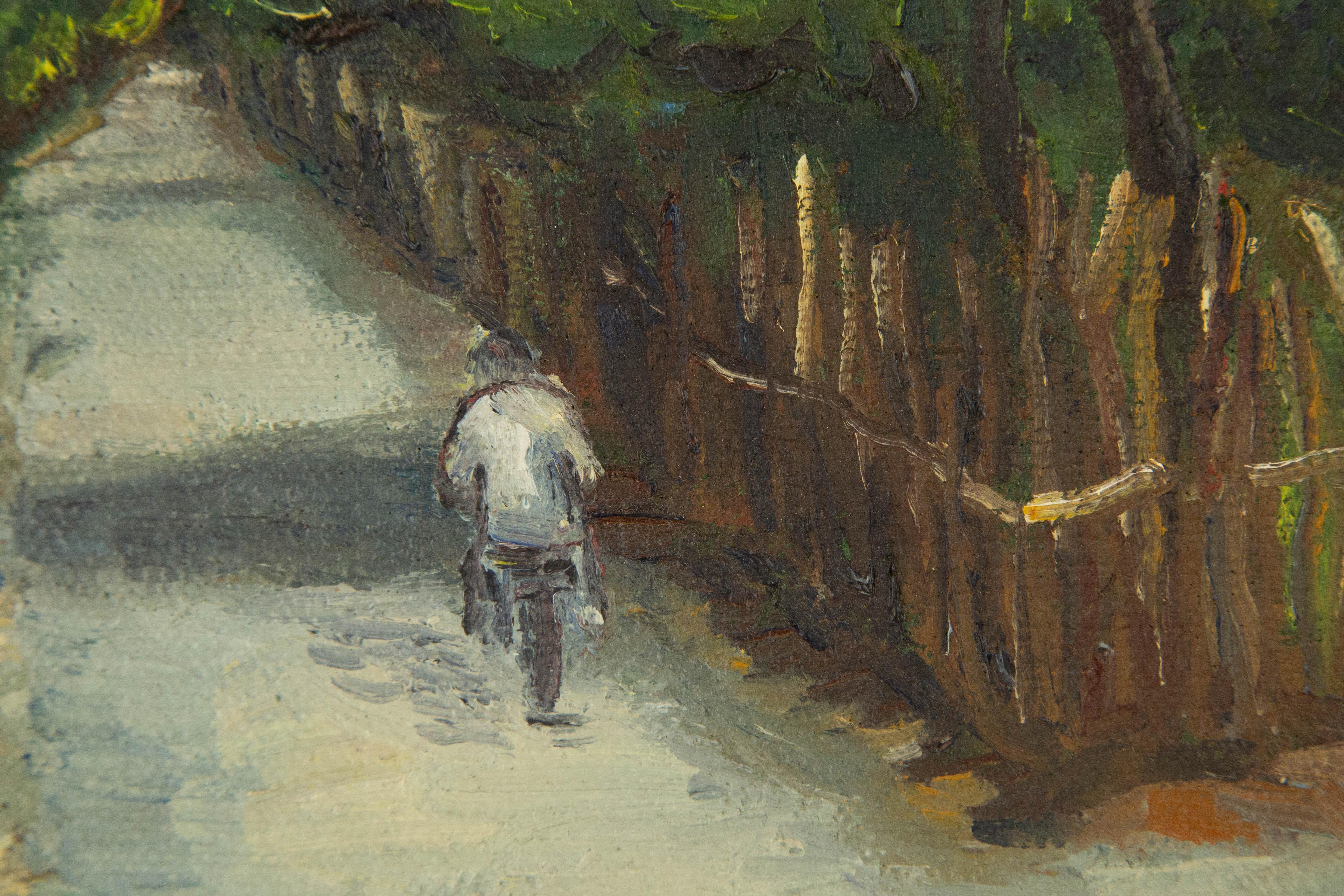Portrait original de Jin Guo sur toile « Cycling On The Road » (cycler sur la route) en vente 6