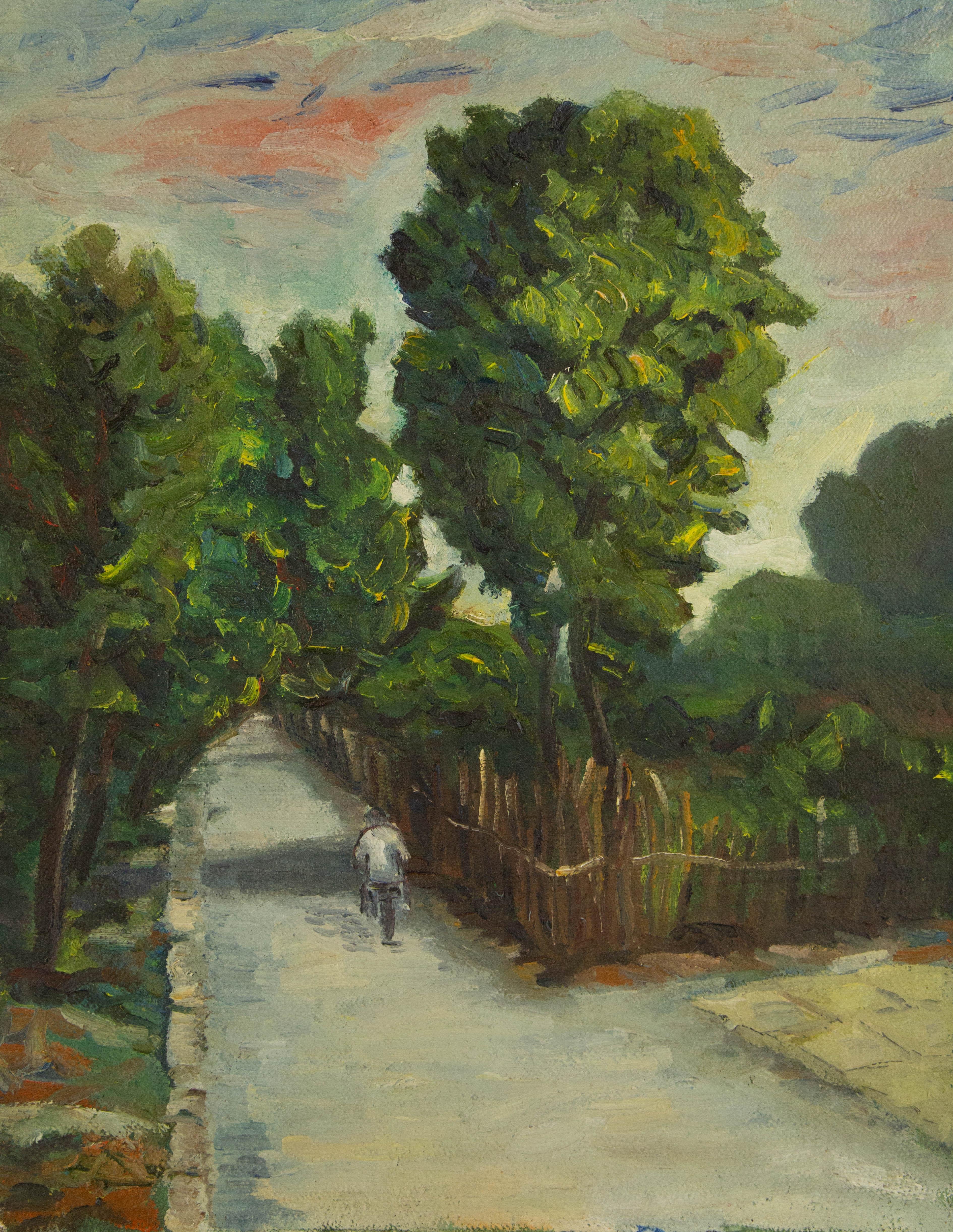  Titre : Cyclisme sur route
 Médium : Huile sur toile
 Taille : 16 x 12.5 pouces
 Cadre : Options d'encadrement disponibles !
 Condit : Le tableau semble être en excellent état.
 Note : Cette peinture n'est pas tendue
 Année : 2013
 Artistics : Jin
