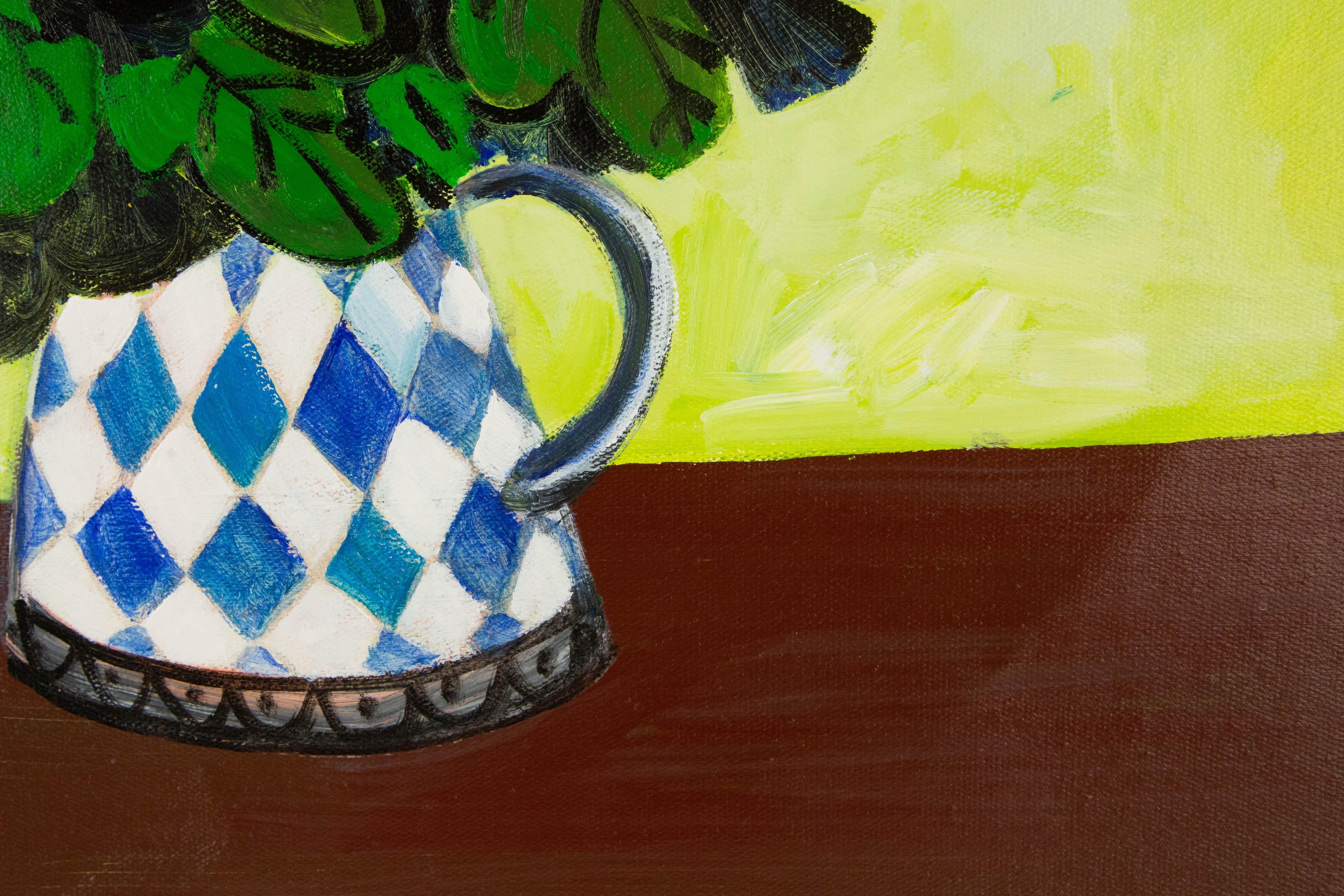 Jin Guo Stillleben Original Ölgemälde auf Leinwand „Flowers In Vase“ im Angebot 4