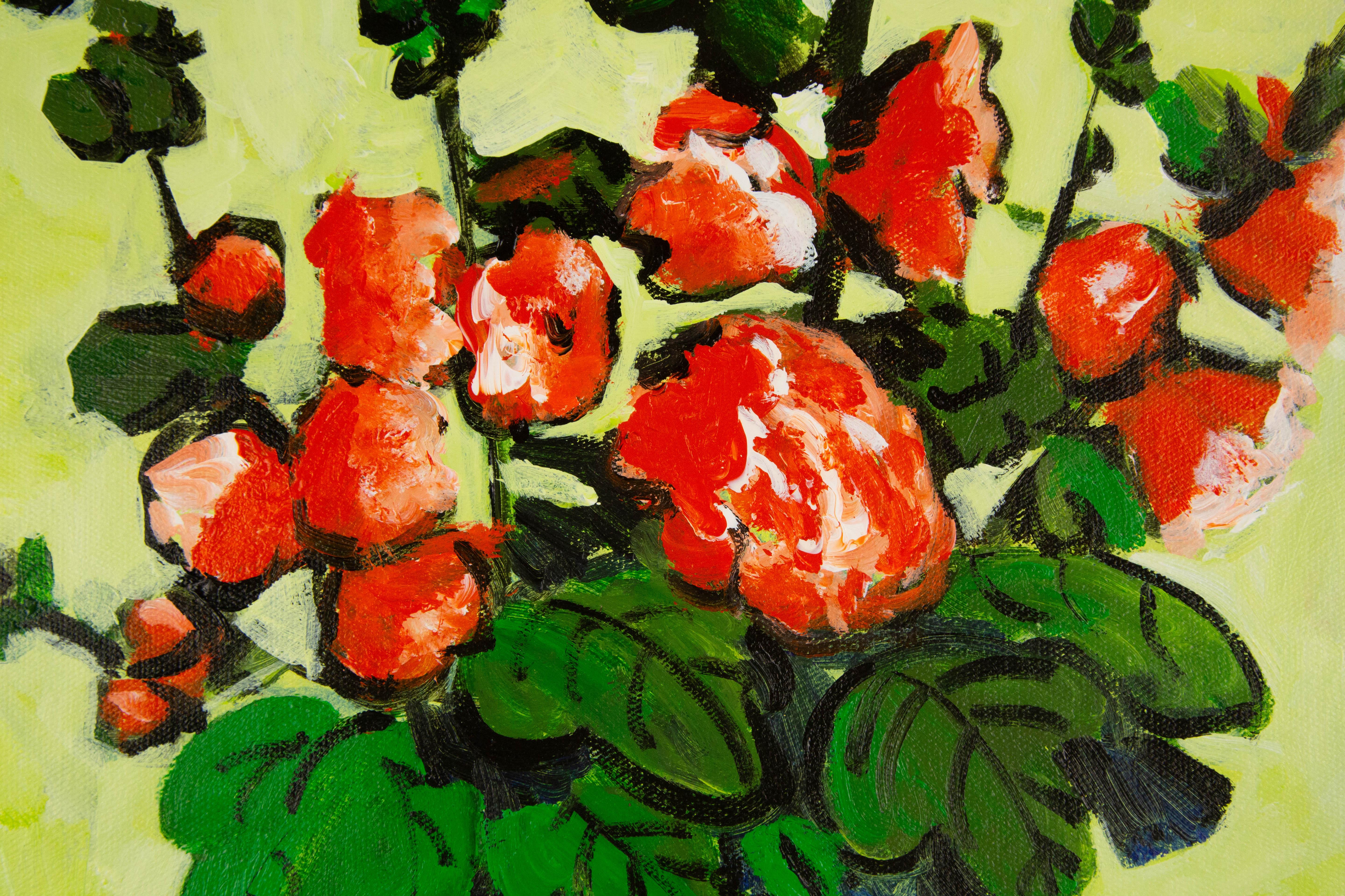 Jin Guo Stillleben Original Ölgemälde auf Leinwand „Flowers In Vase“ im Angebot 5