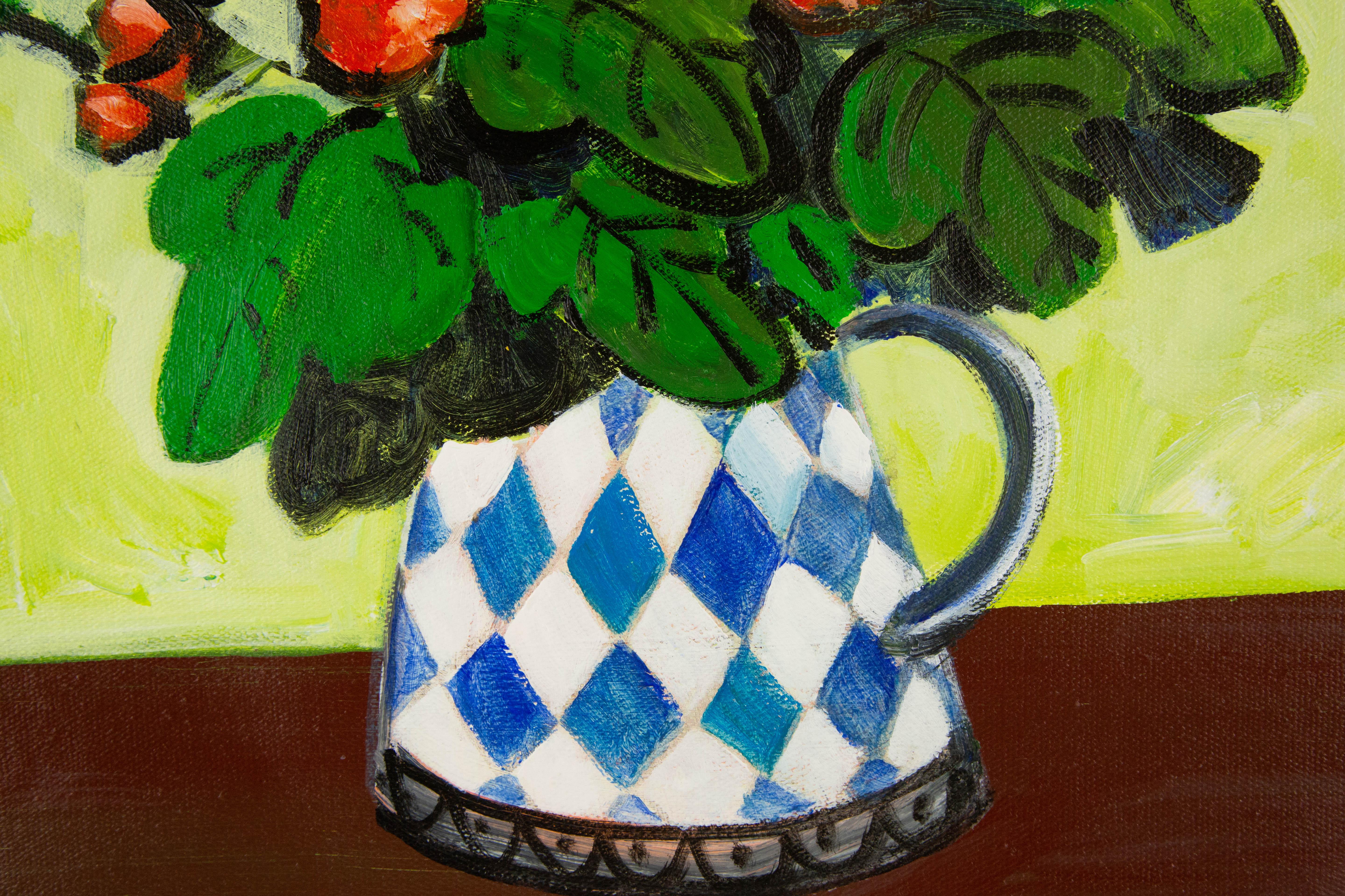 Jin Guo Stillleben Original Ölgemälde auf Leinwand „Flowers In Vase“ im Angebot 6
