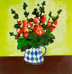 Jin Guo Still Life Original Oil On Canvas "Flowers In Vase"