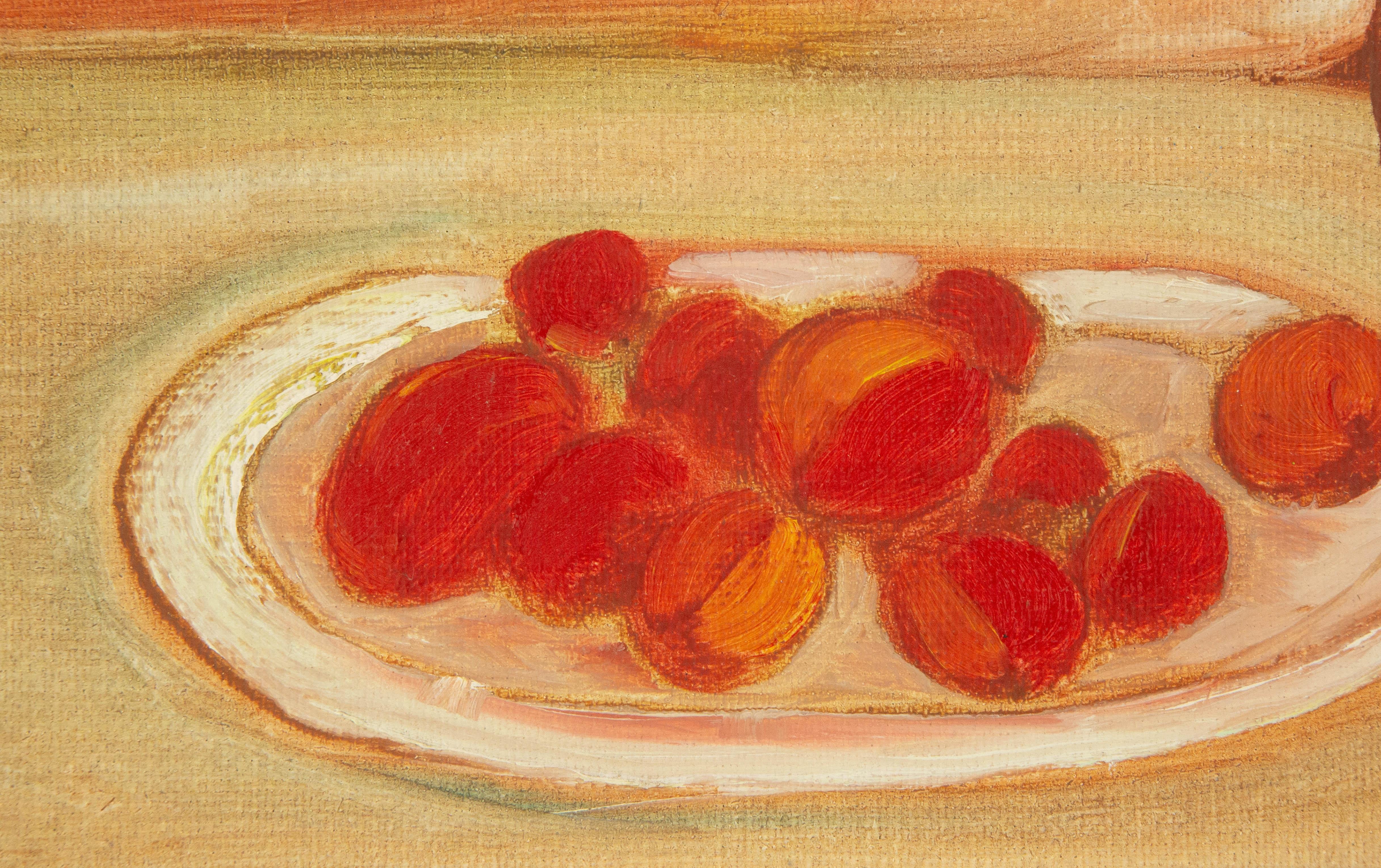 Jin Guo Stillleben Original Ölgemälde auf Leinwand „Früchte und Flasche“ im Angebot 2