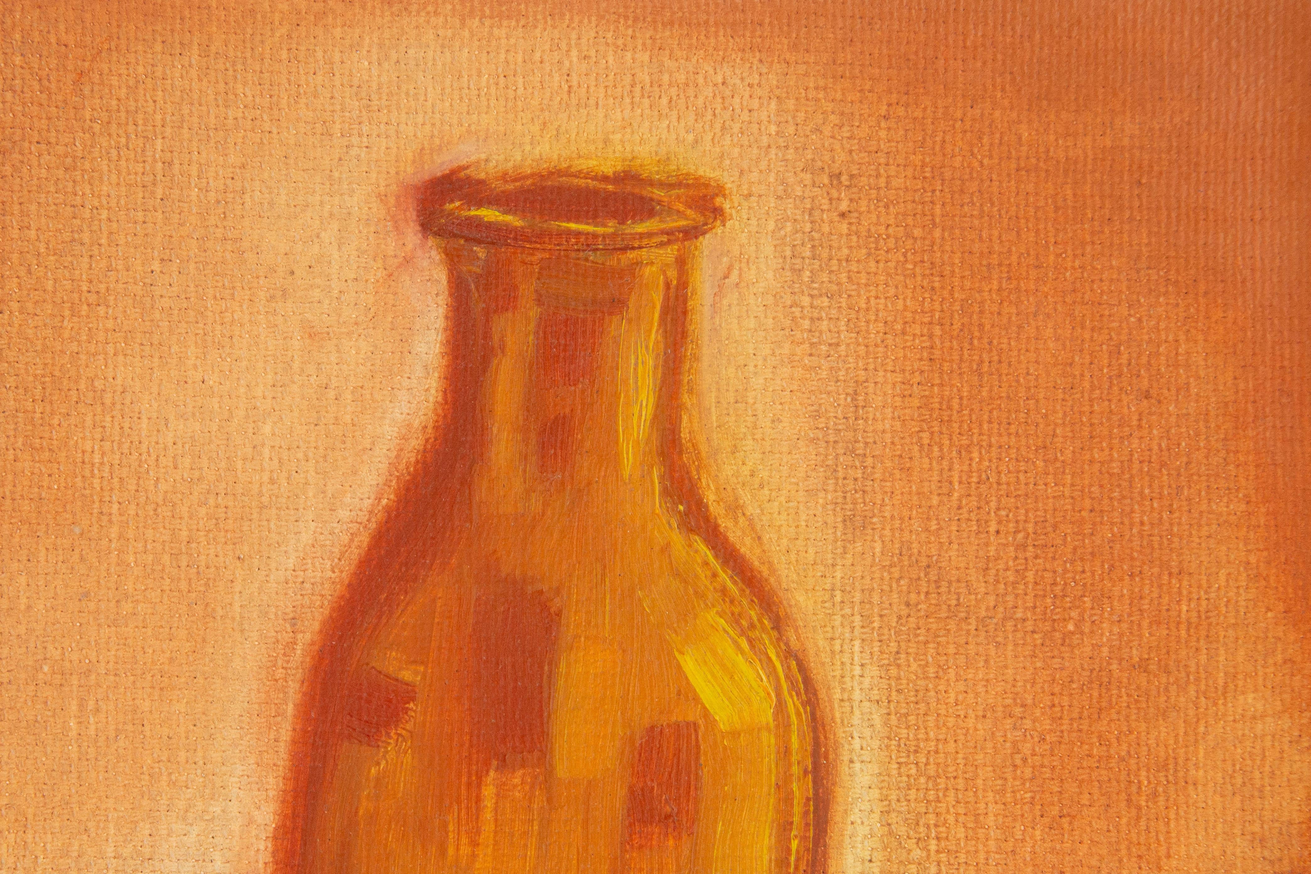 Jin Guo Stillleben Original Ölgemälde auf Leinwand „Früchte und Flasche“ im Angebot 3
