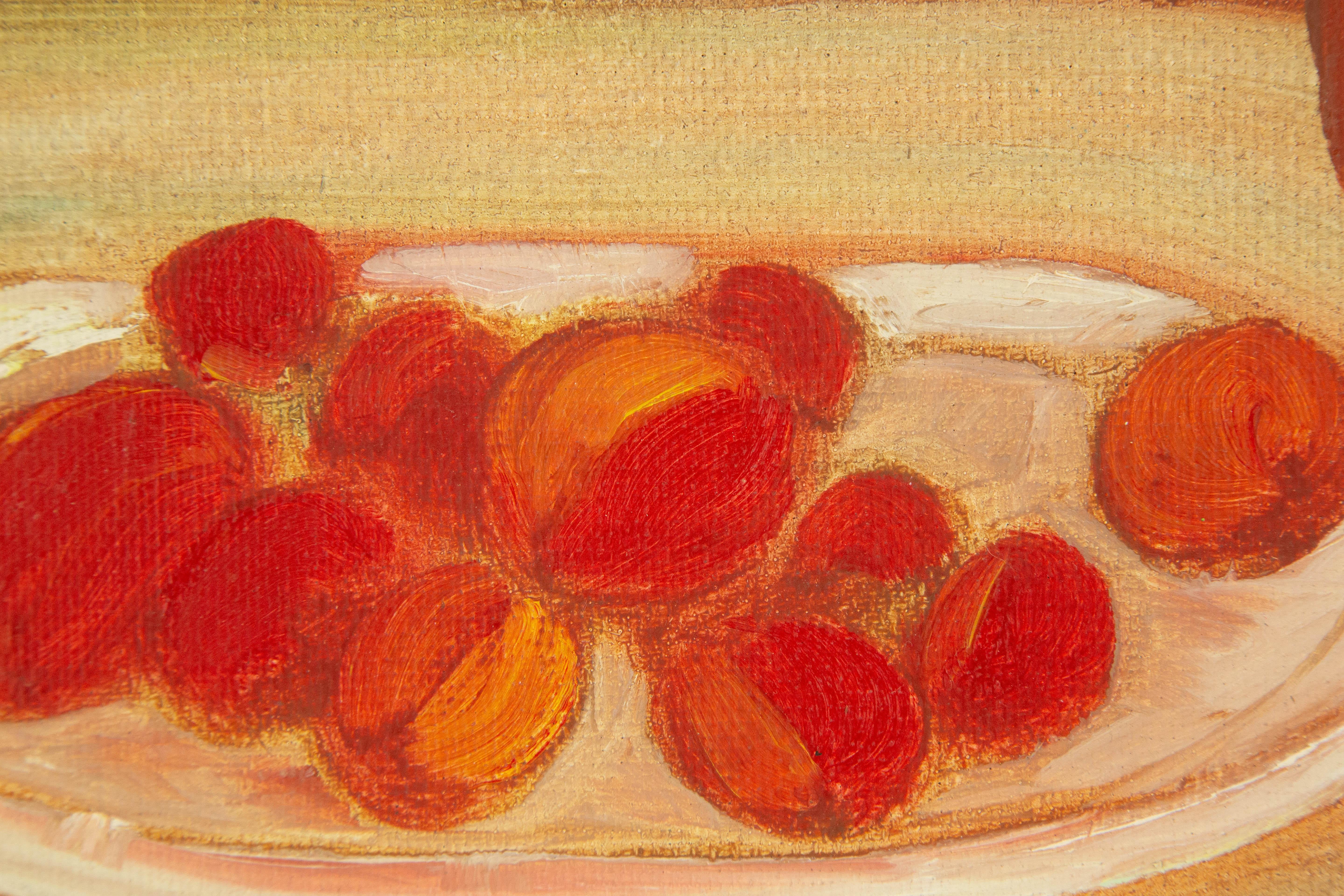 Jin Guo Stillleben Original Ölgemälde auf Leinwand „Früchte und Flasche“ im Angebot 6