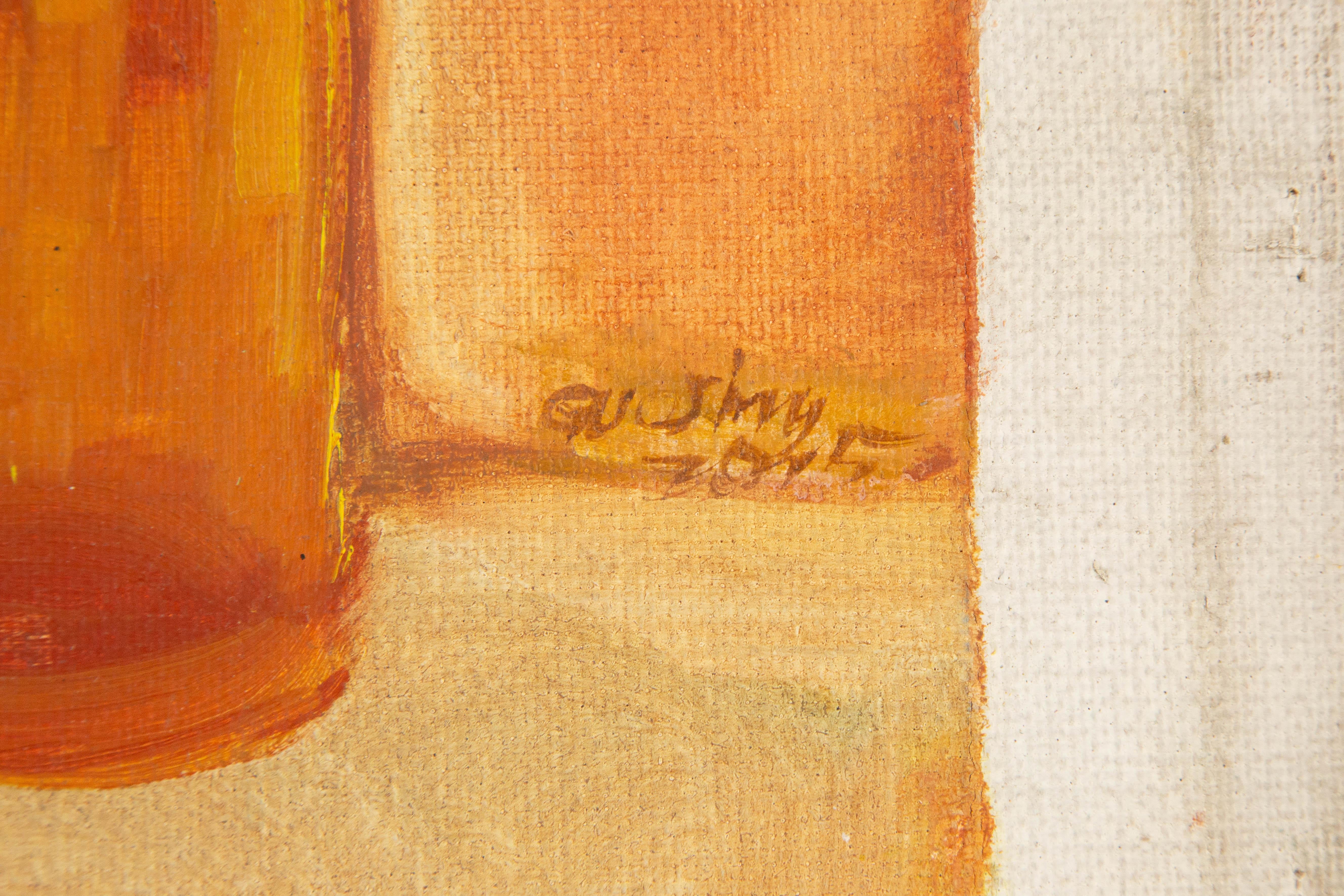 Jin Guo Stillleben Original Ölgemälde auf Leinwand „Früchte und Flasche“ im Angebot 7