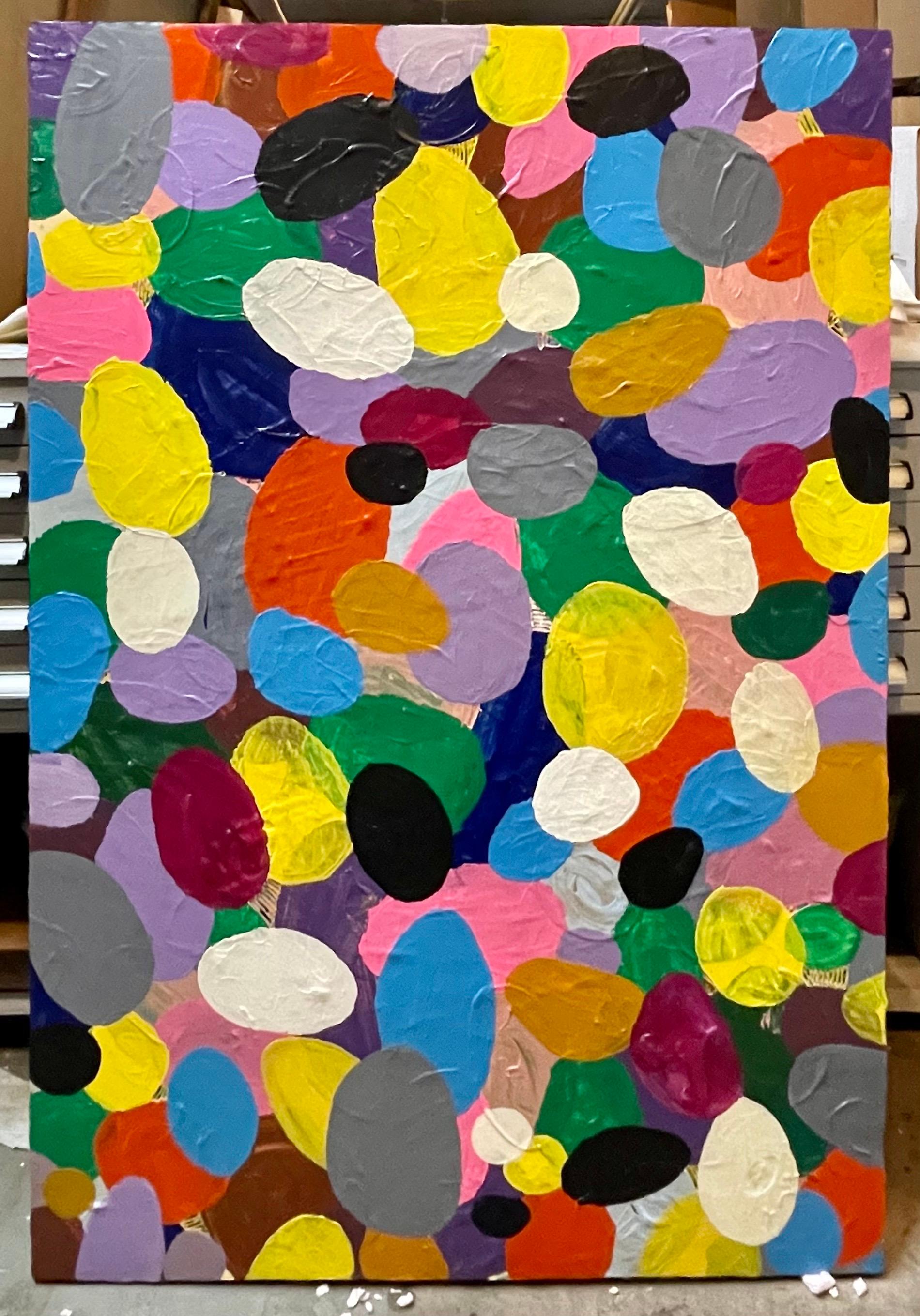 Large Chinese Contemporary Abstract Colorful Carved Oil Painting Jin Junjie For Sale 13