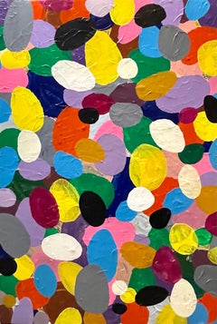Grande peinture à l'huile abstraite chinoise contemporaine colorée et sculptée Jin Junjie