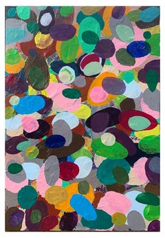 Grande peinture à l'huile abstraite chinoise contemporaine colorée et sculptée Jin Junjie