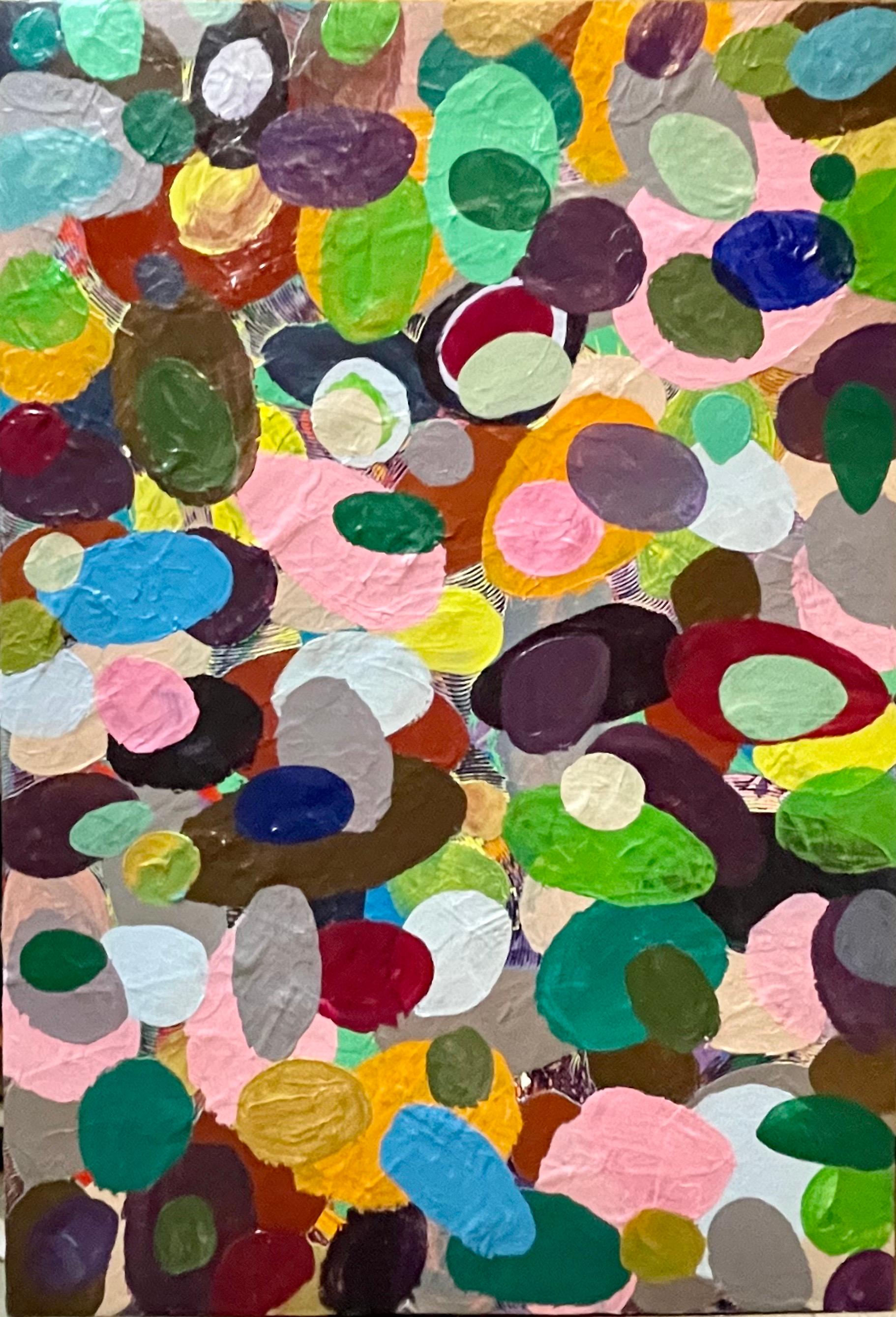 JIn Junjie (born 1989, Hunan, China)
Hailed as one of the most promising young abstract artists of his generation. Contemporary Chinese painter Jin Junjie creates three-dimensional canvasses embellished with colorful reliefs and cut outs.  Junjie