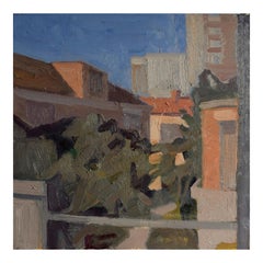 Peinture de paysage figurative - Paysage à l'extérieur de la fenêtre n°1