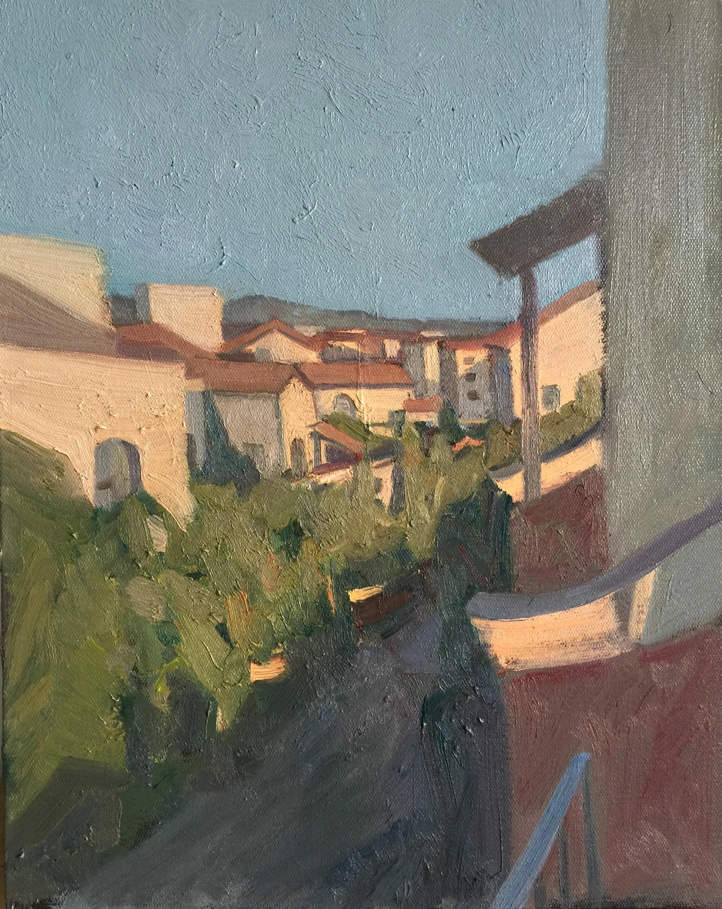 Peinture figurative de paysage-Paysage à l'extérieur de la fenêtre n°4