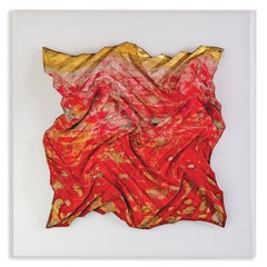 Red Untitled 2021,  Abstract Geometric Wall Sculpture by Jin-Sook So