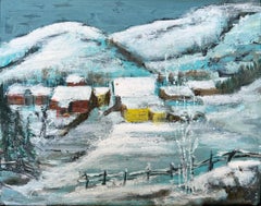 "Winter Eve" Snow in Santa Fe New Mexico - Oil on Paper