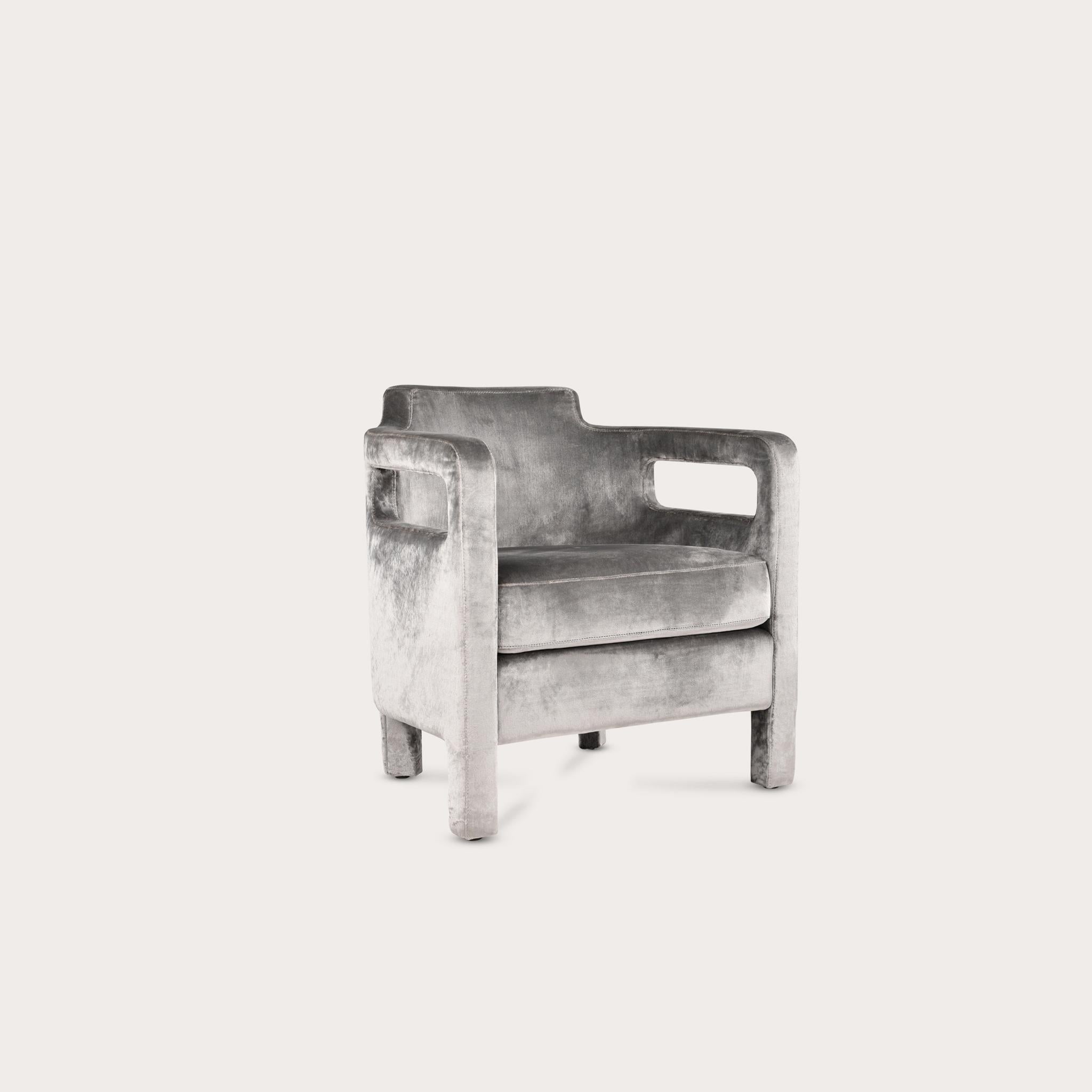 The unique profile of the fully upholstered Jinbao Street lounge chair by Yabu Pushelberg has their signature soft-minimal aesthetic. The solid wood frame can be upholstered in your choice of fabric or leather. The foam seat can be customized for