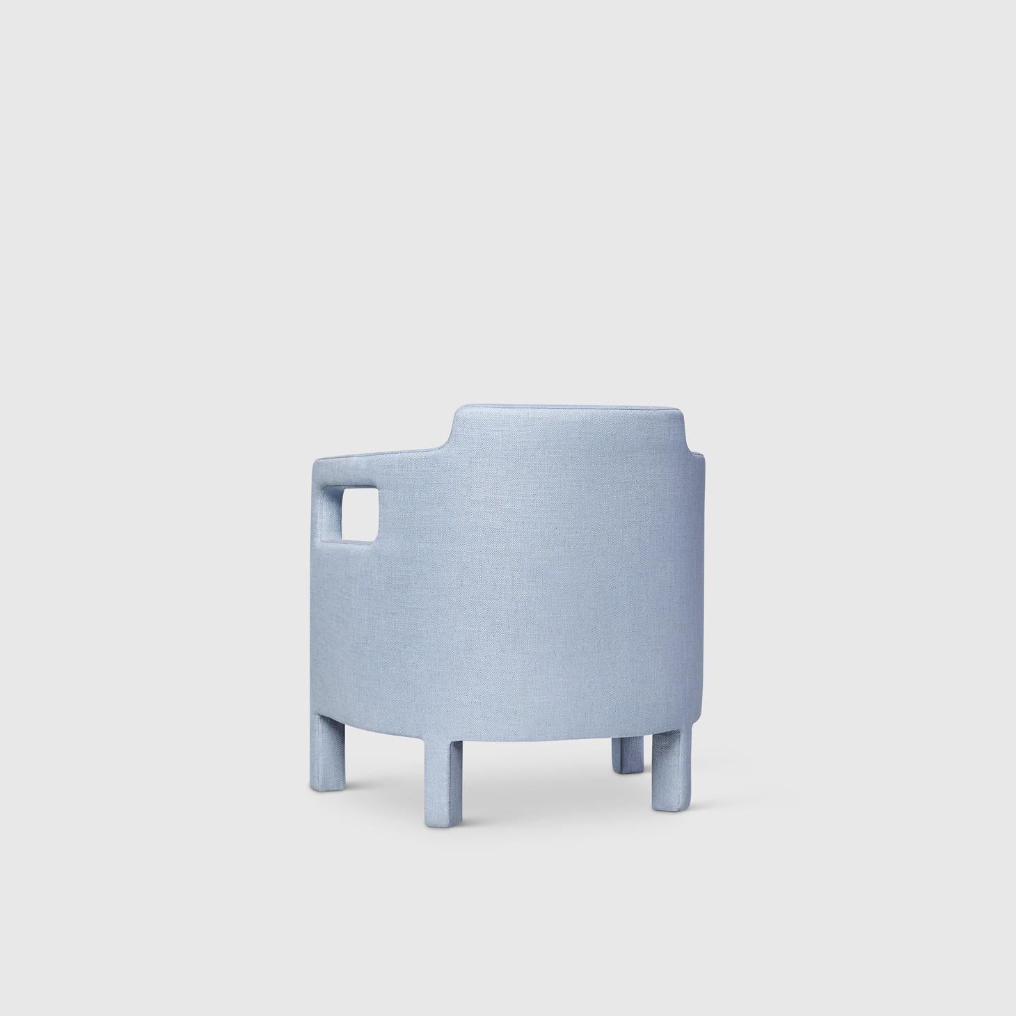 Austrian Jinbao Street Lounge Chair by Yabu Pushelberg in Ice Blue Linen