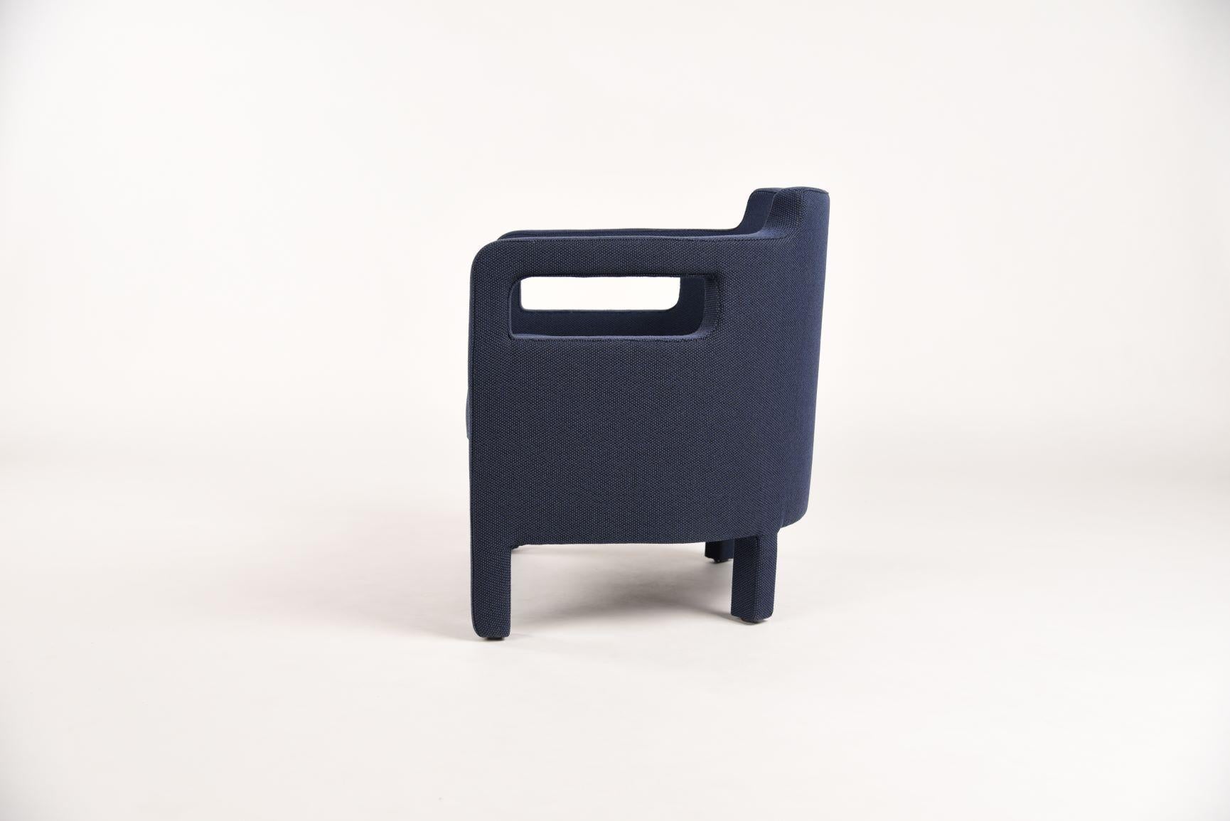 The unique profile of the fully upholstered Jinbao Street lounge chair by Yabu Pushelberg has their signature soft-minimal aesthetic. The solid wood frame can be upholstered in your choice of fabric or leather. The foam seat can be customized for