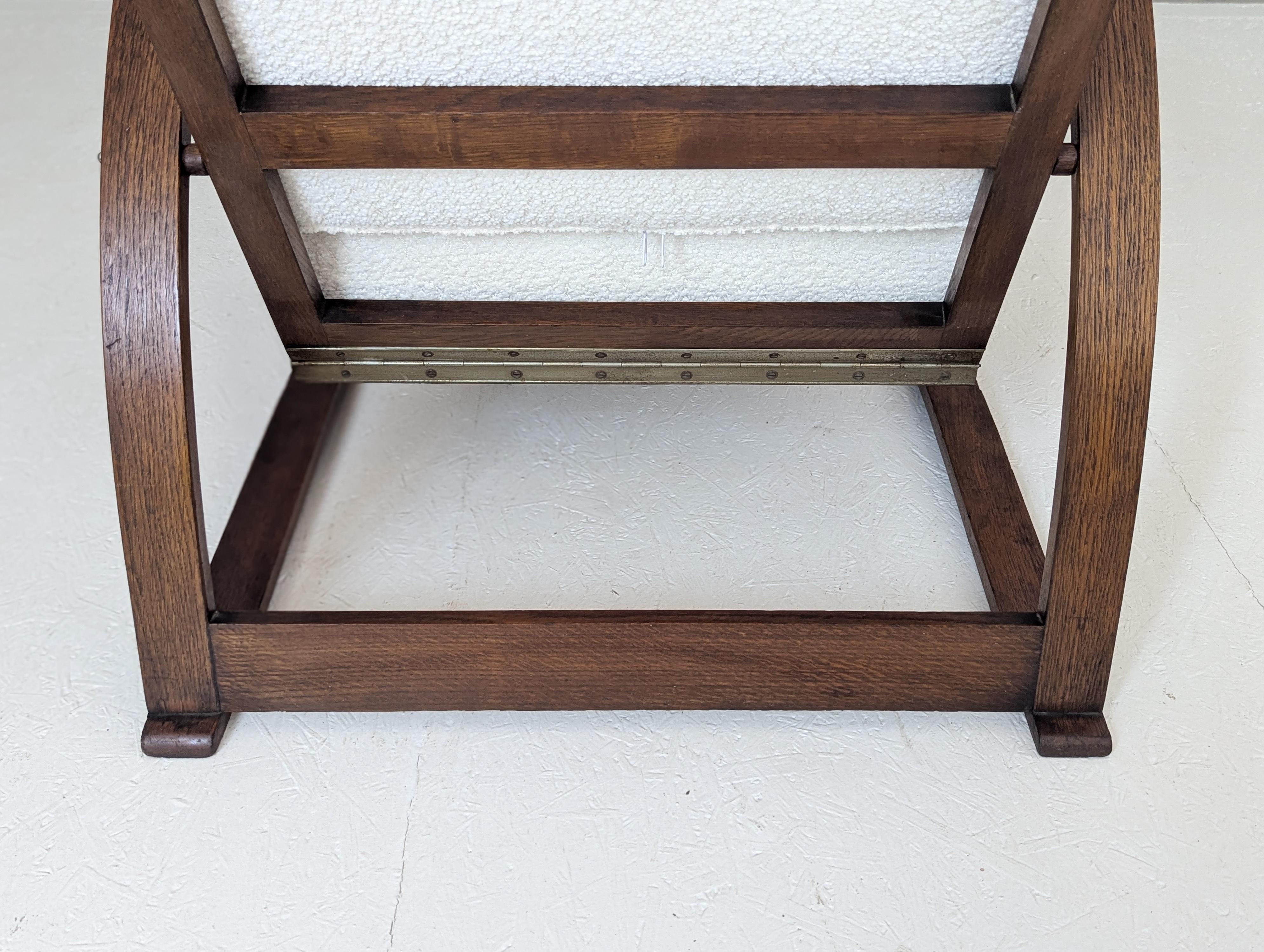 Jindřich Halabala Verstellbarer H 70 Lounge-Sessel aus cremefarbenem Bouclé, 1930er Jahre im Angebot 2