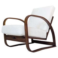 Jindřich Halabala Poltrona da salotto regolabile H. 70 in Bouclé crema, anni '30