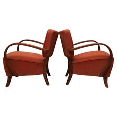 Fauteuils Jindrich Halabala, 2 pièces, textile, bois courbé, art déco