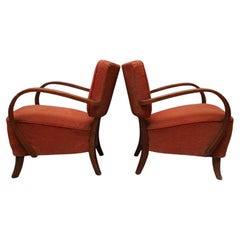 Jindrich Halabala Armchairs, 2 Pcs, Textile, Bentwood, Art Deco