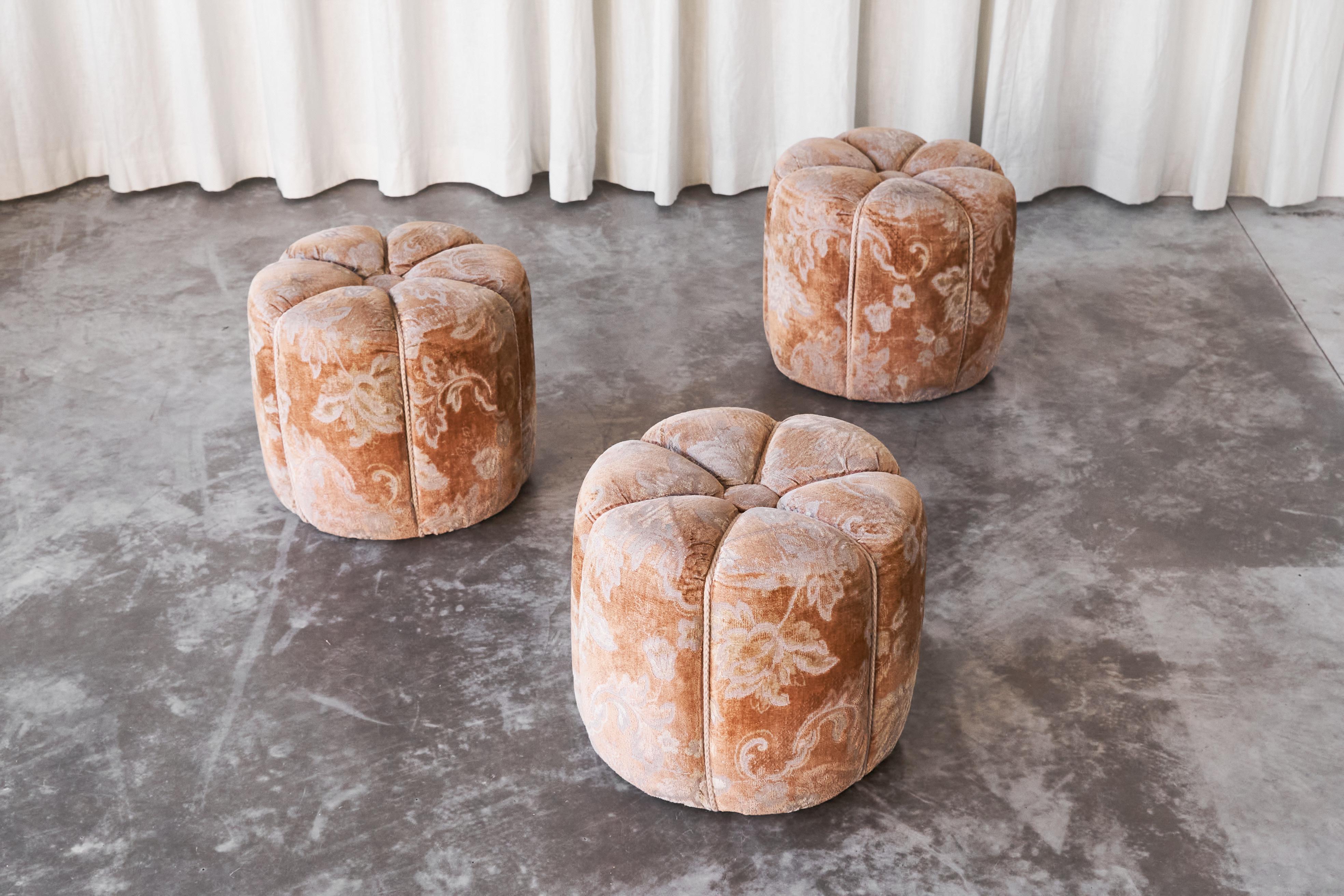 Jindřich Halabala Set of 3 Art Deco Poufs in Faded Floral Upholstery, Czech Republic, 1930s.

This is a very beautifully worn and faded set of 3 art deco poufs / tabourets by designer Jindřich Halabala, designed and made in the 1930s. 

Great as