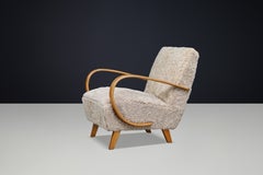 Jindřich Halabala Art Deco Sheepskin Lounge Chair, 1940s