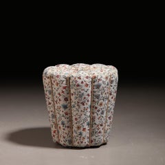 Jindřich Halabala Art Deco Stool in Floral Tapestry Fabric, 1930s
