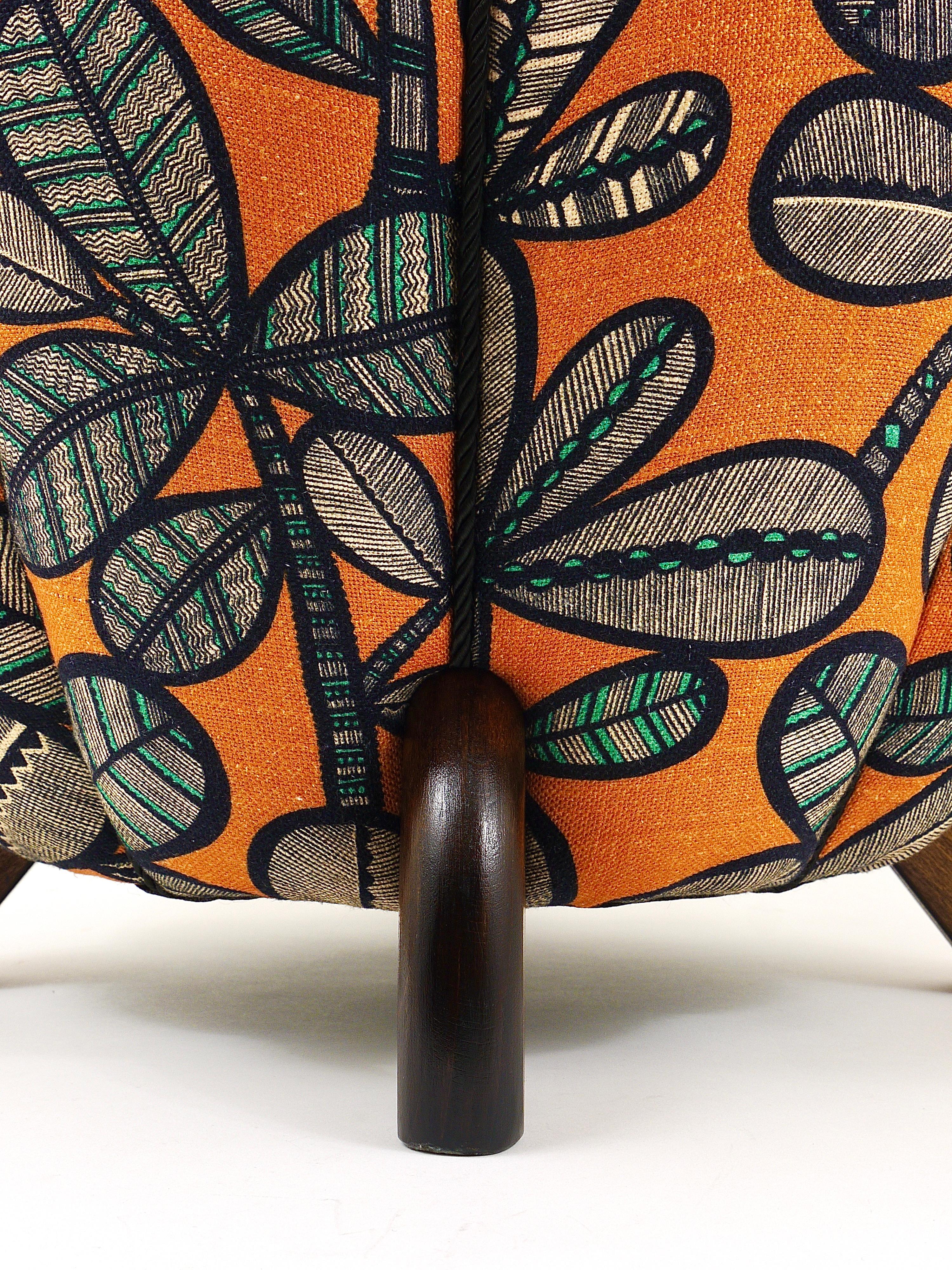 Jindrich Halabala Art Deco Stool, Leaf Pattern, Pouf, Ottoman, Footstool, 1930s 7