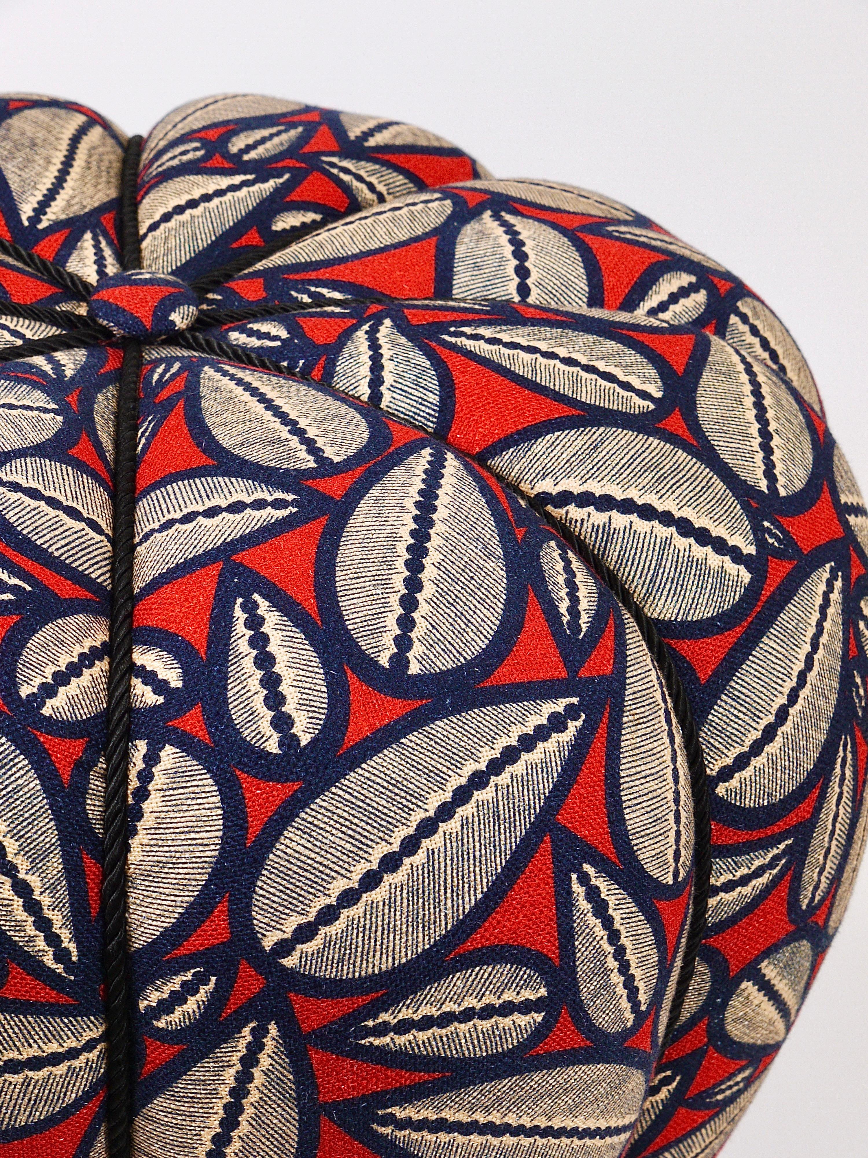 Jindrich Halabala Art Deco Stool, Leaf Pattern, Pouf, Ottoman, Footstool, 1930s 11